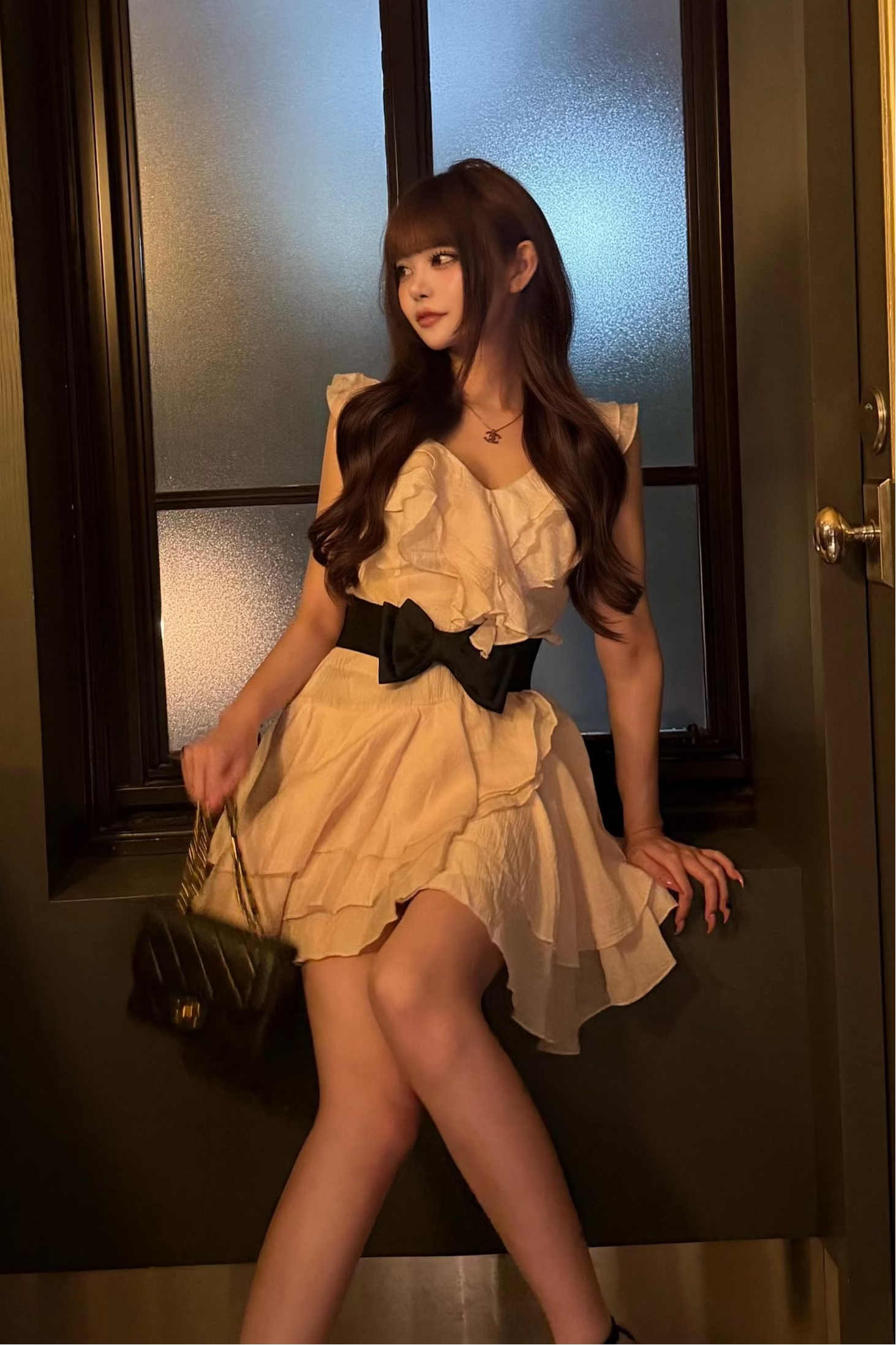 シフォンフリルレイヤードワンピース KR14936