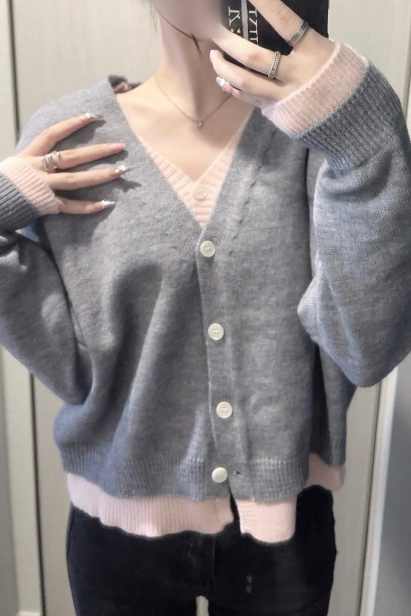 レイヤーシンプルニットカーディガン KR14348