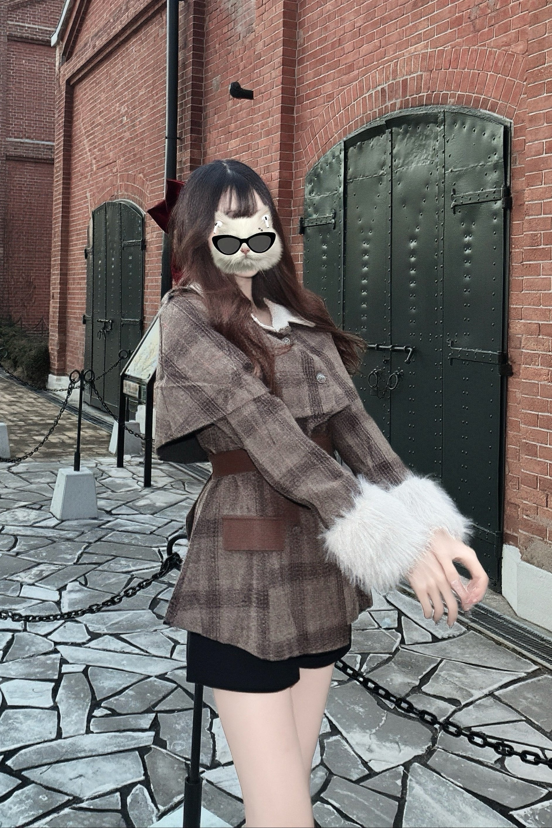 チェックケープライクコート KR30422