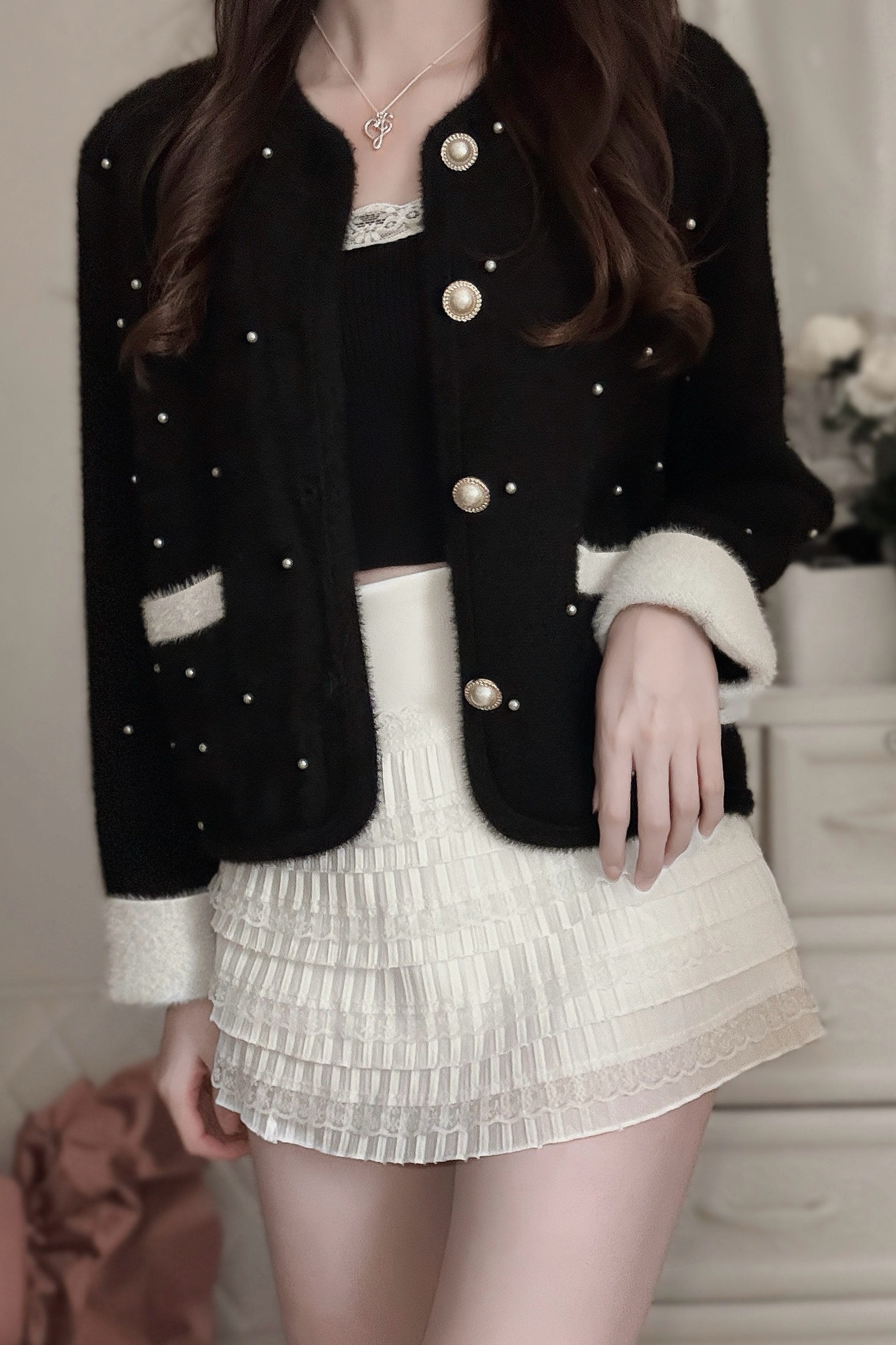 レースティアードミニスカート KR13873