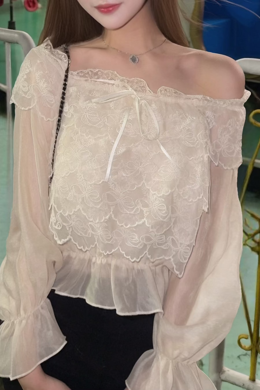 ティアードレースクロップドトップス KR15916