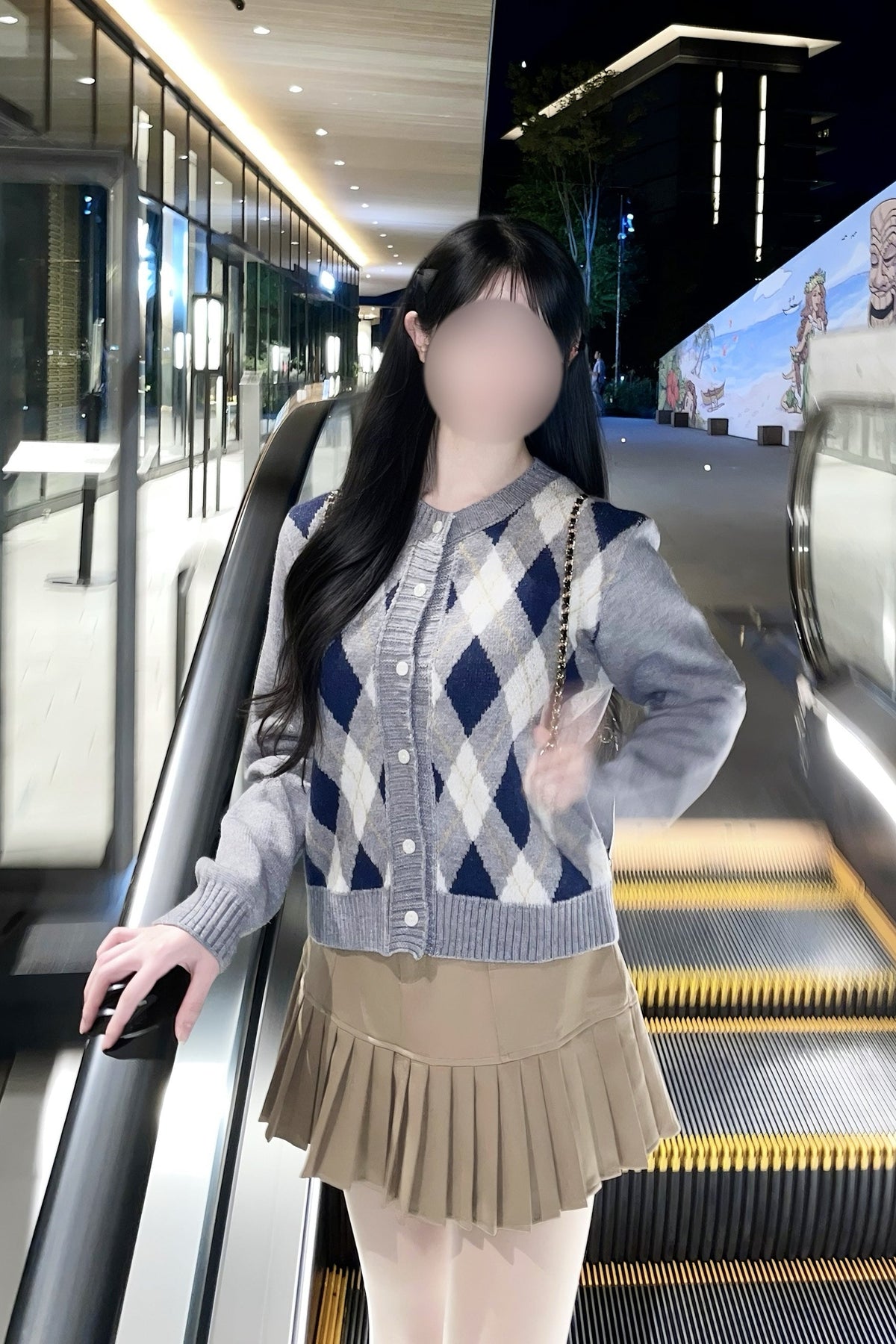 アーガイルラウンドネックカーディガン KR16054