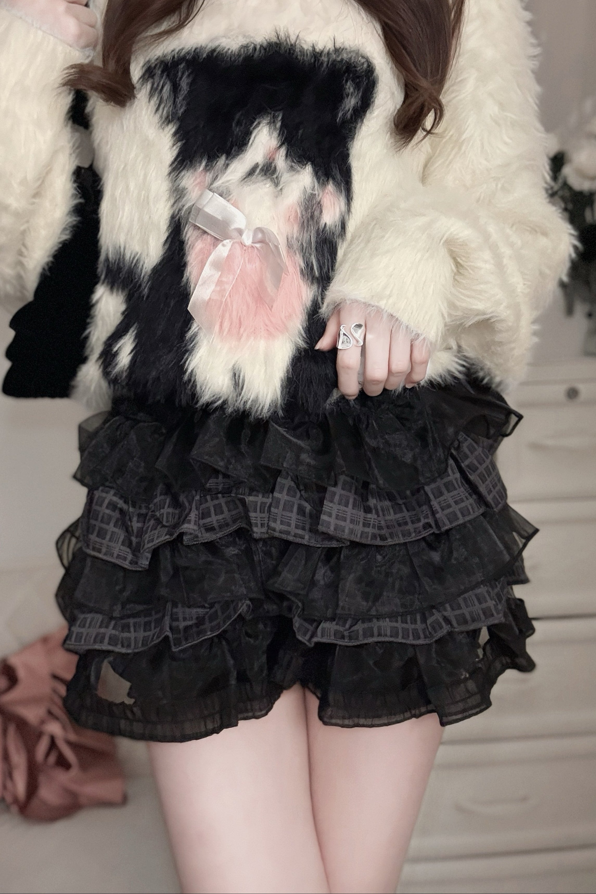 チェックレイヤーフリルスカート KR13867