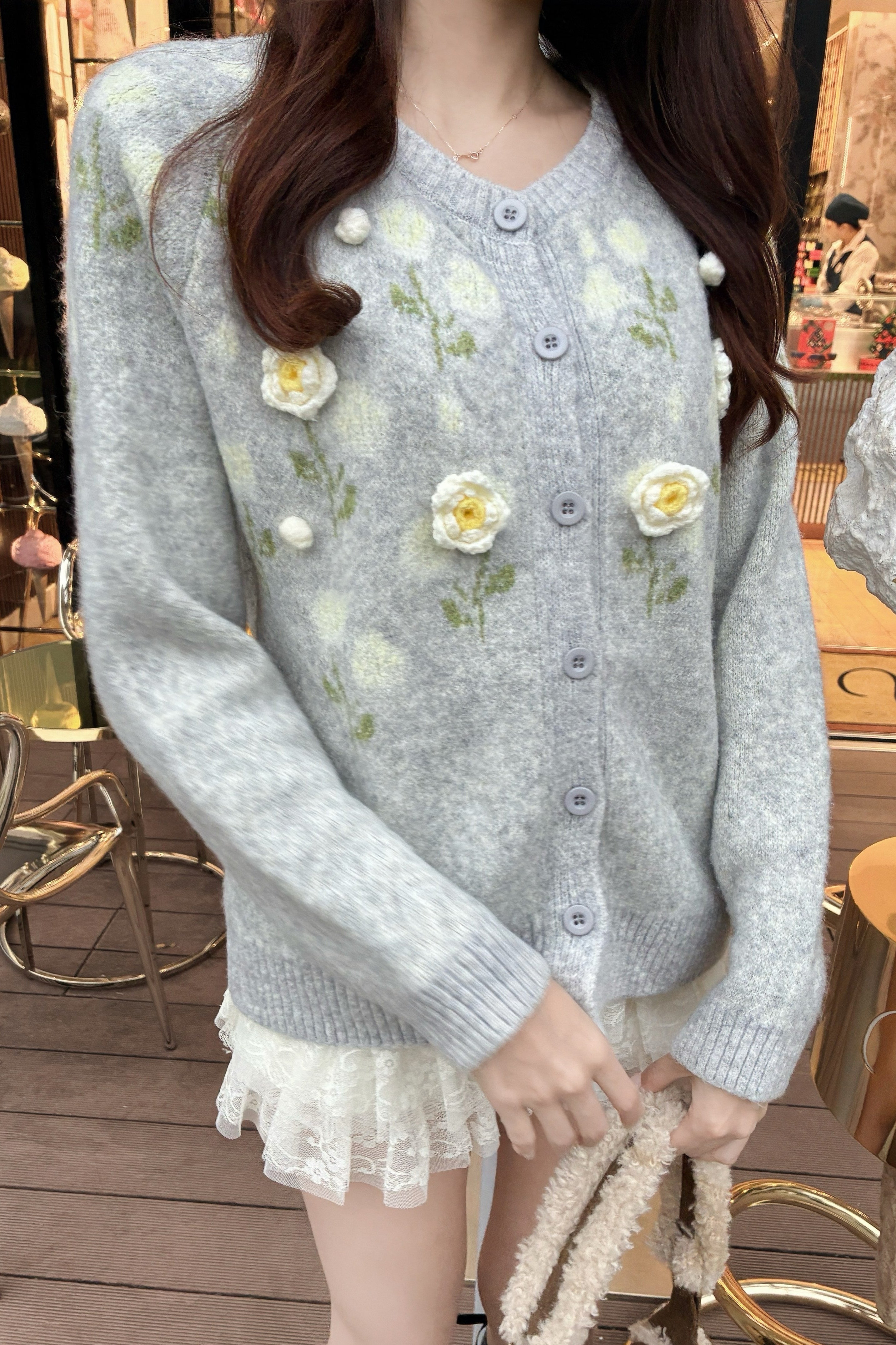 フラワーニットカーディガン KR13583