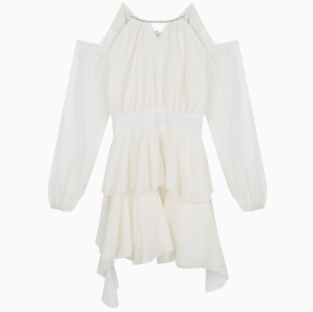 シンプルホワイトシフォンワンピース KR10573