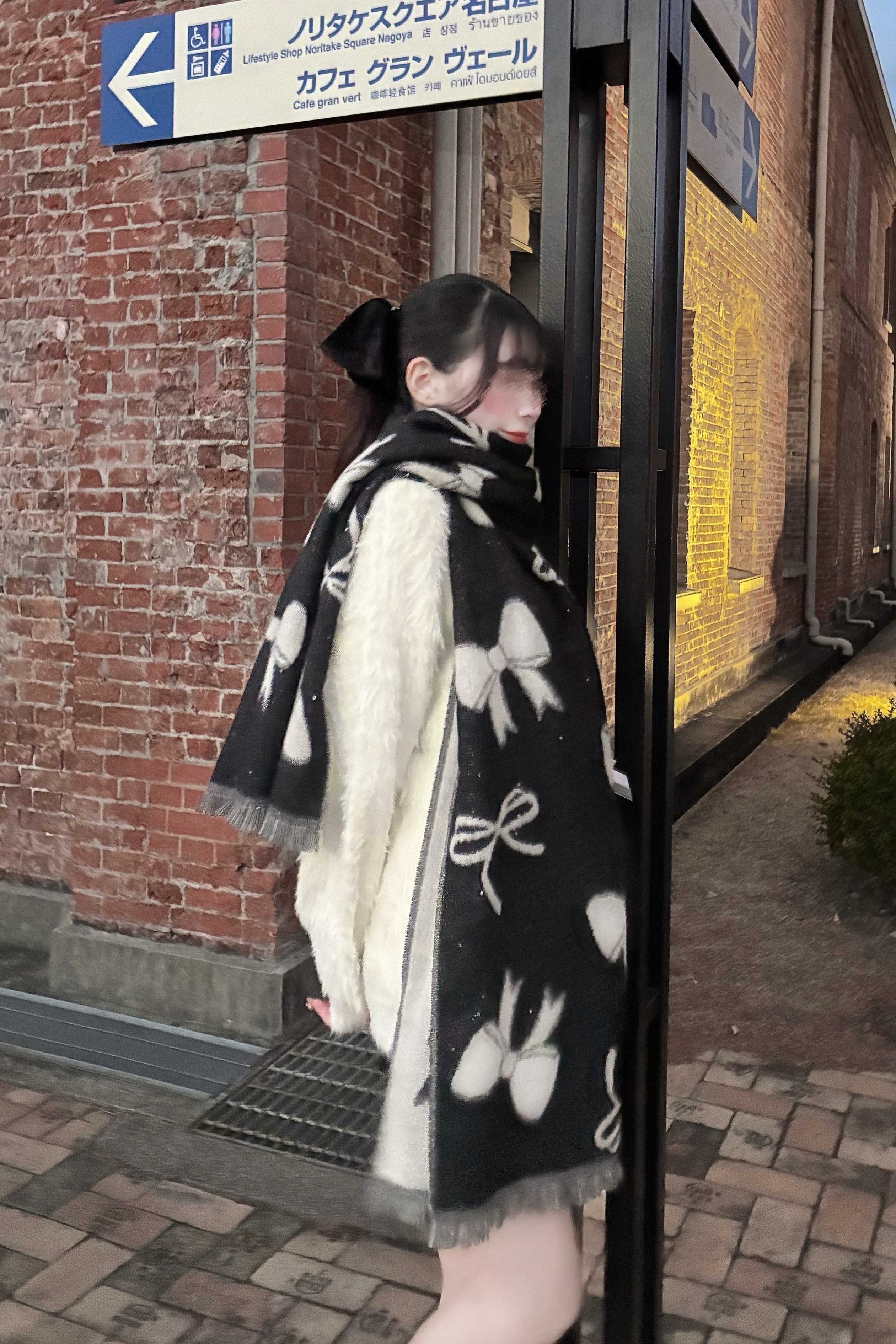 リボンモチーフニットマフラー KR13958