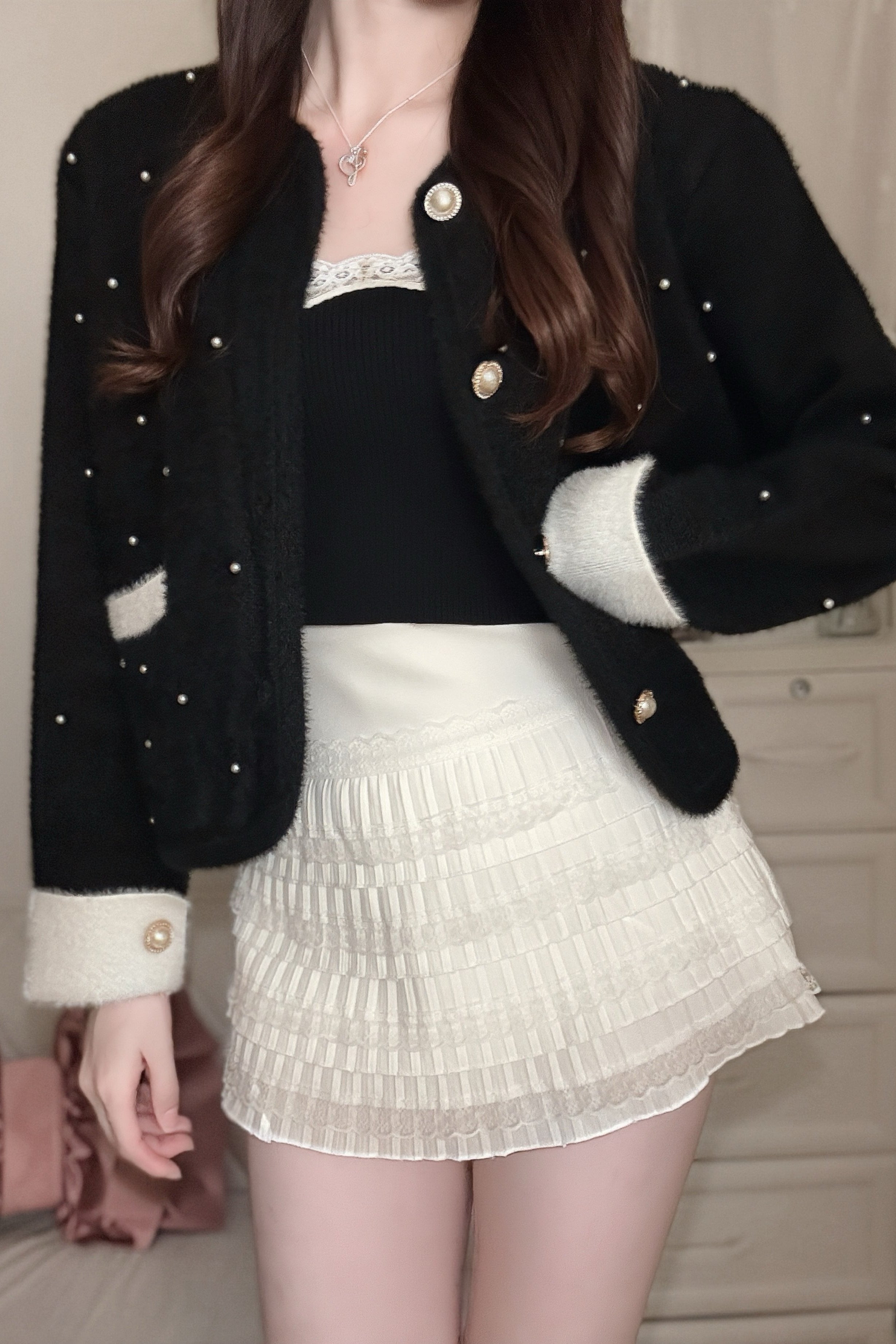 レースティアードミニスカート KR13873