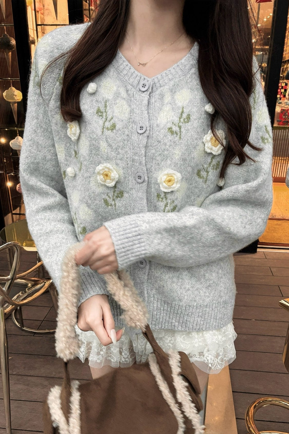 フラワーニットカーディガン KR13583