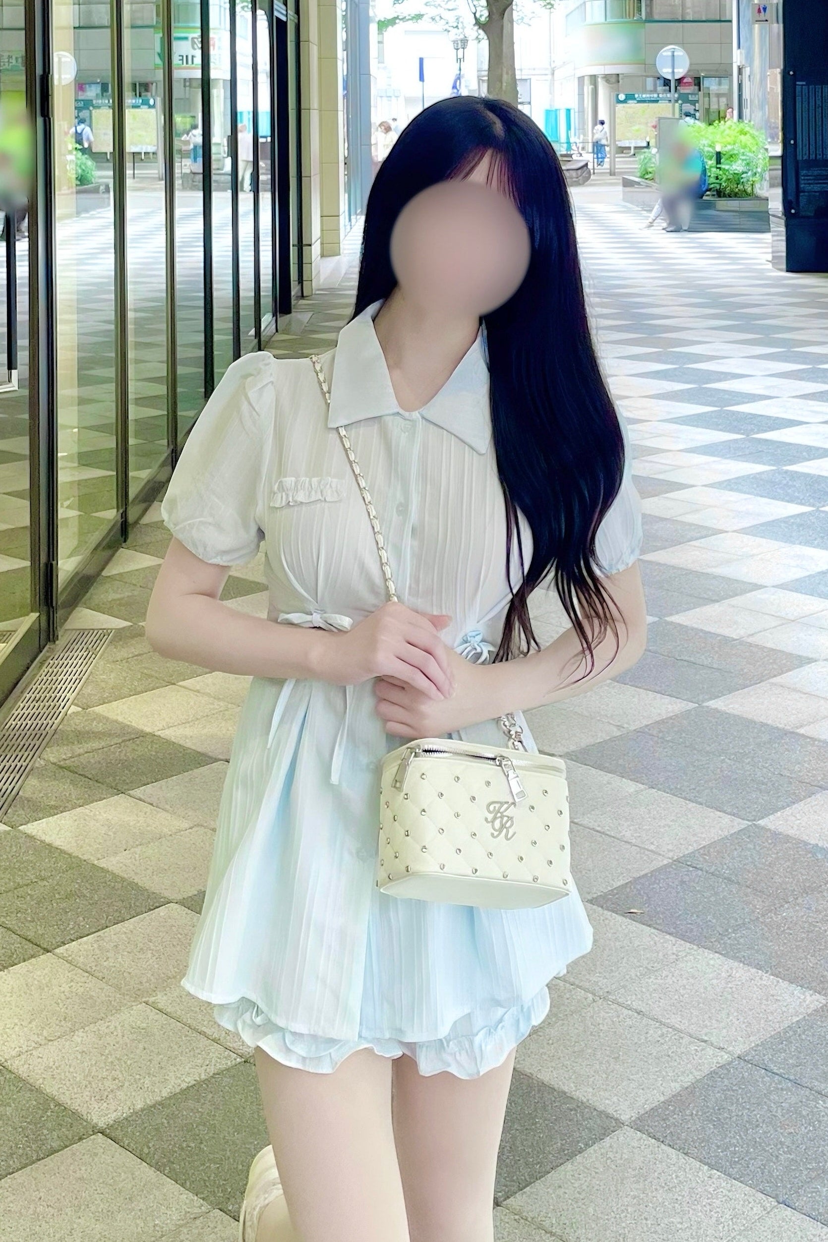 サイドリボンパフスリーブワンピ KR15777