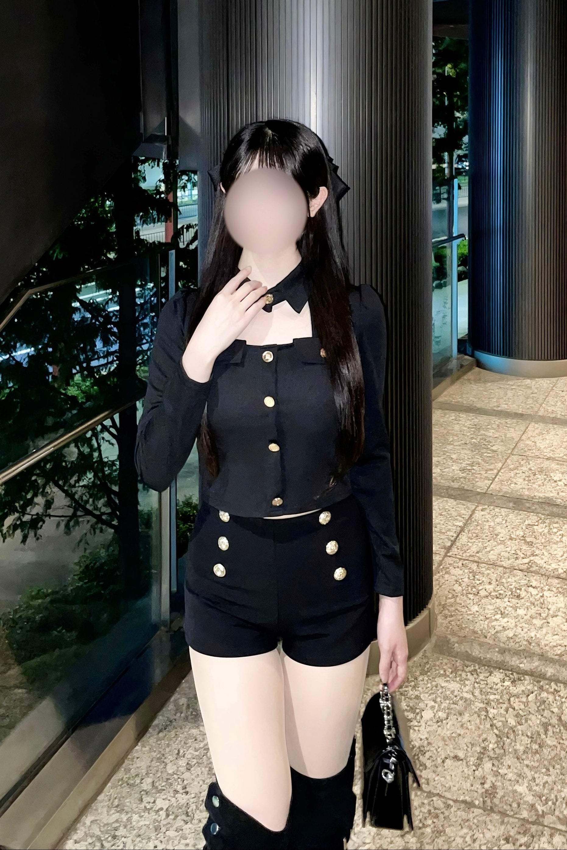 ハイウエストダブルボタンショートパンツ KR15837