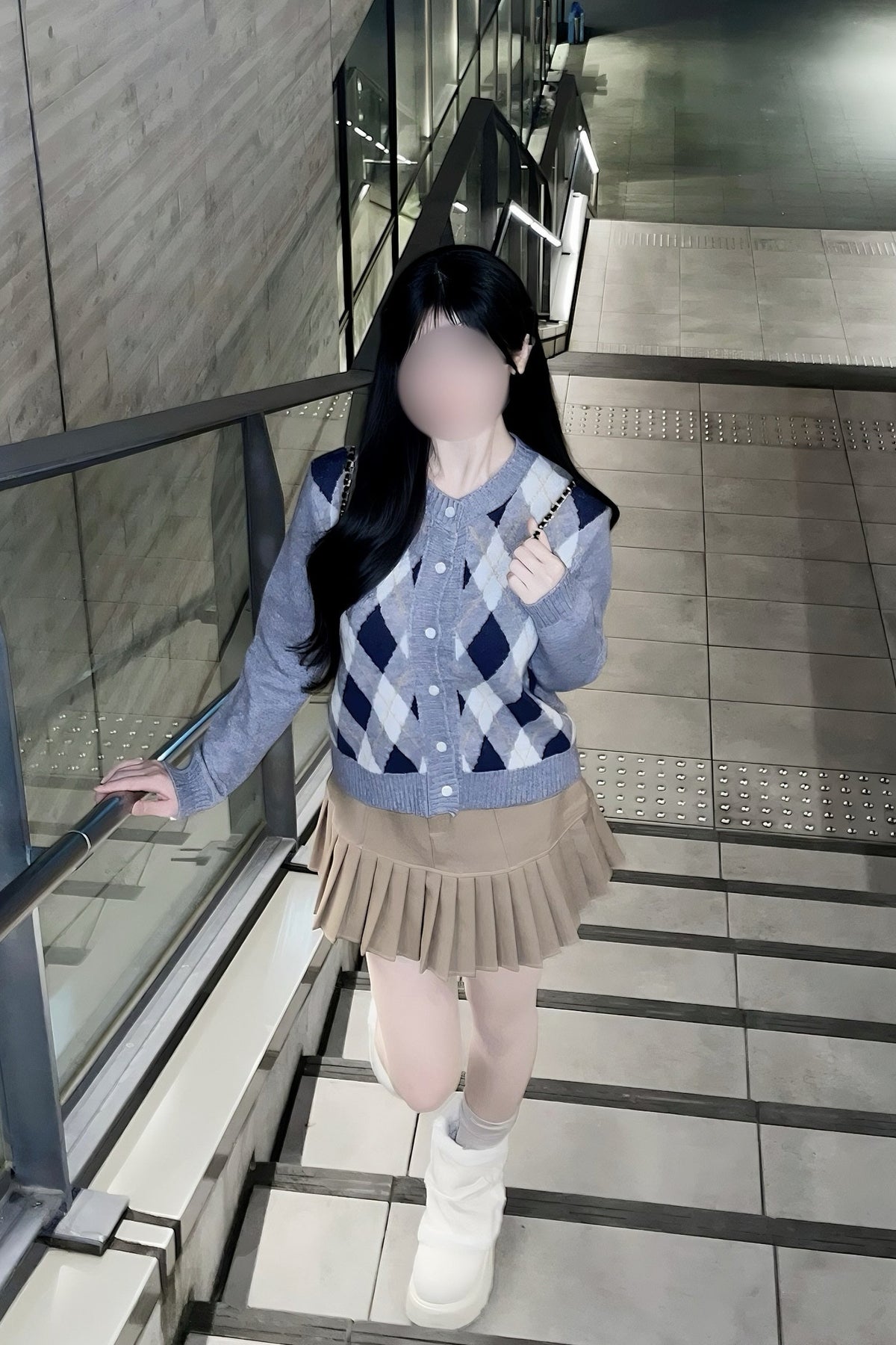 アーガイルラウンドネックカーディガン KR16054