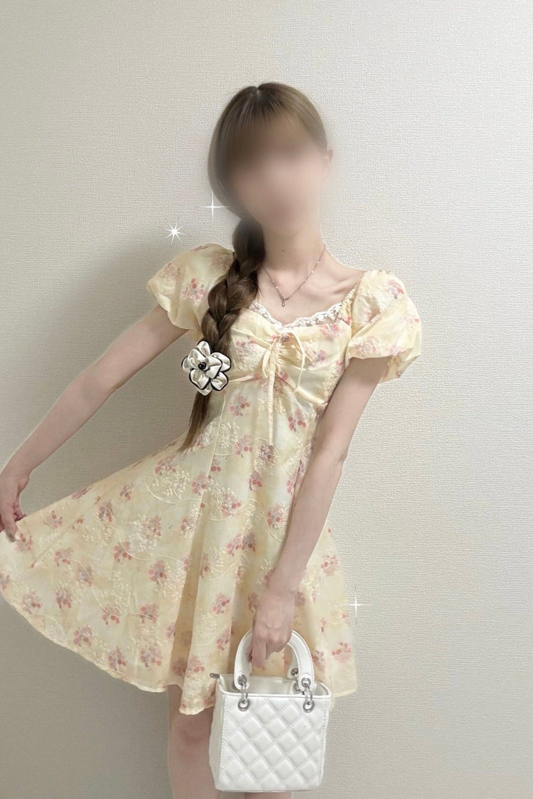 フローラルパフスリーブミニワンピ KR15196
