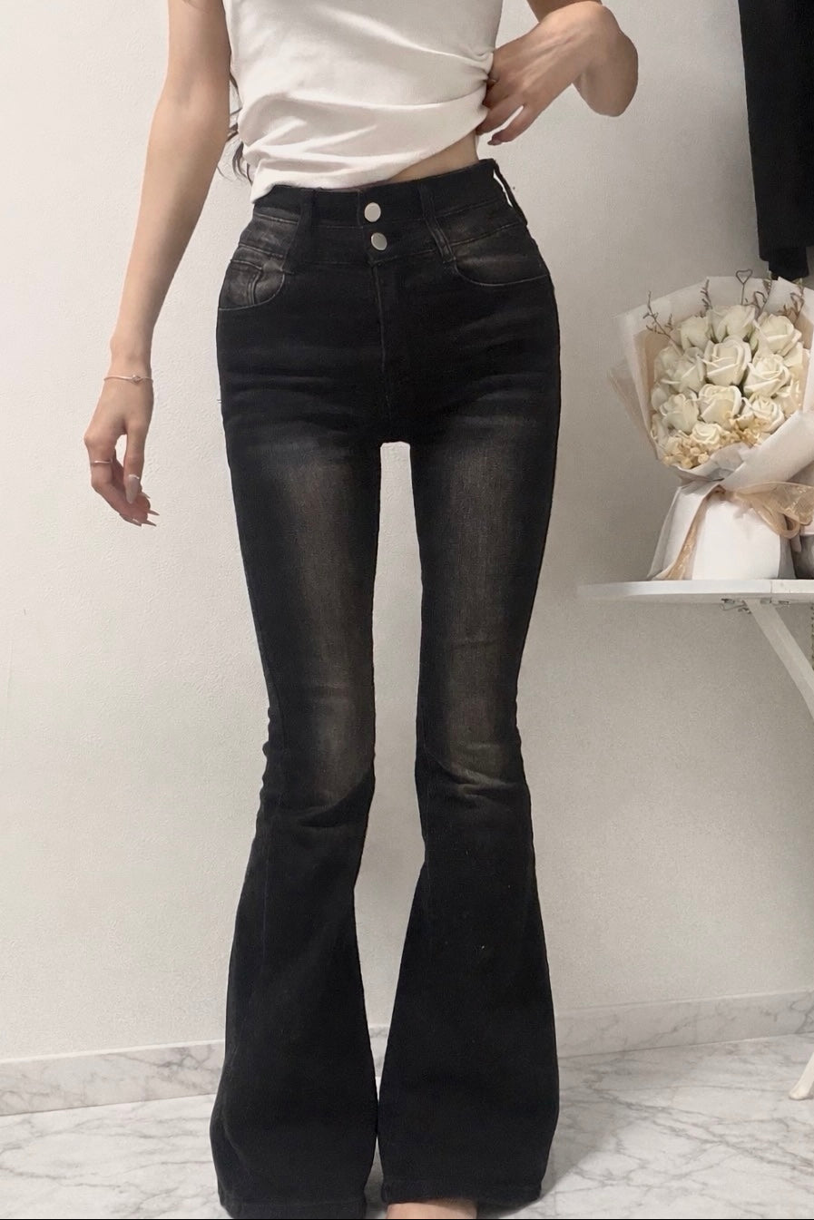 ベーシックデザインデニムフレアパンツ KR14585