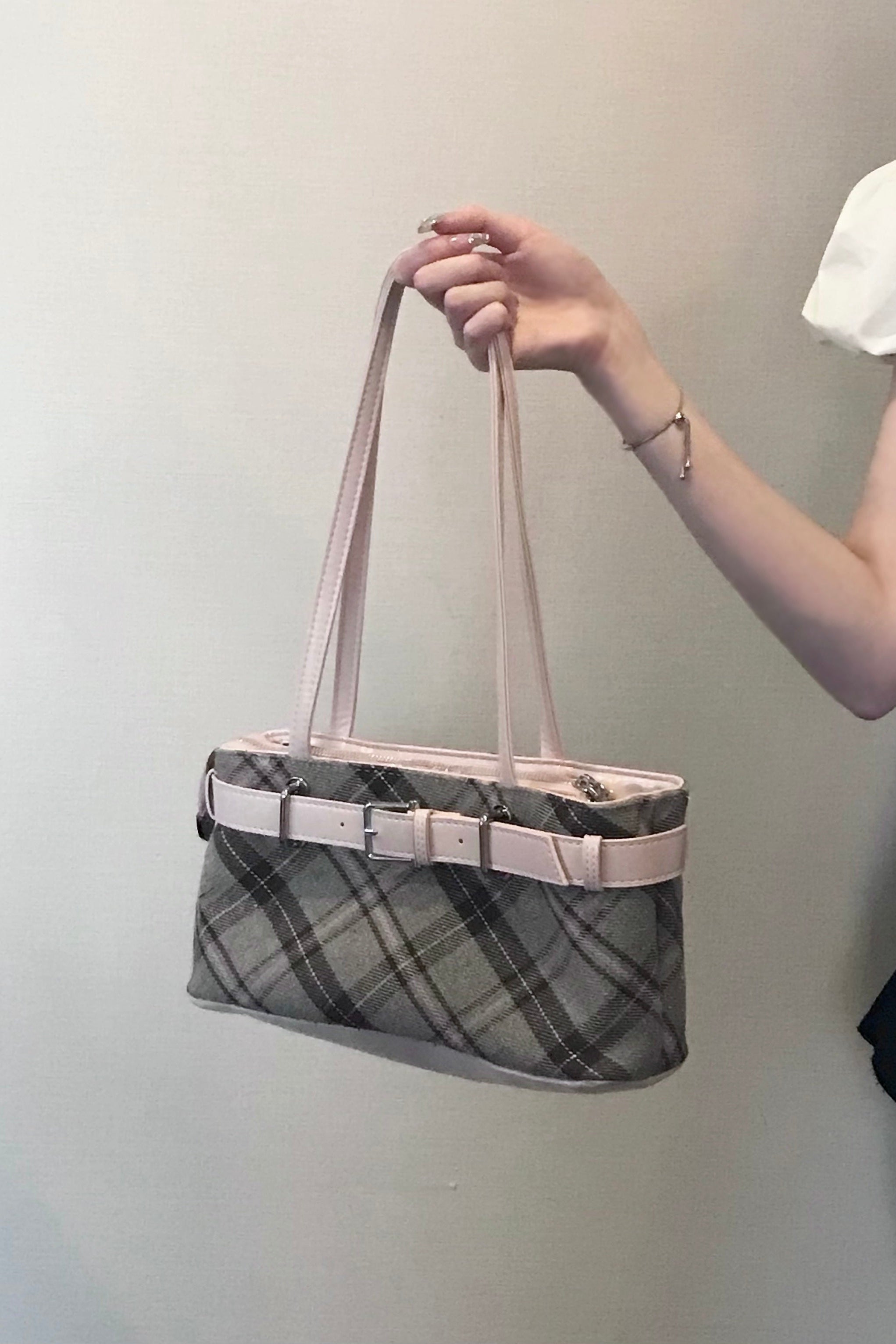 チェックフロントベルトショルダーバッグ KR14597