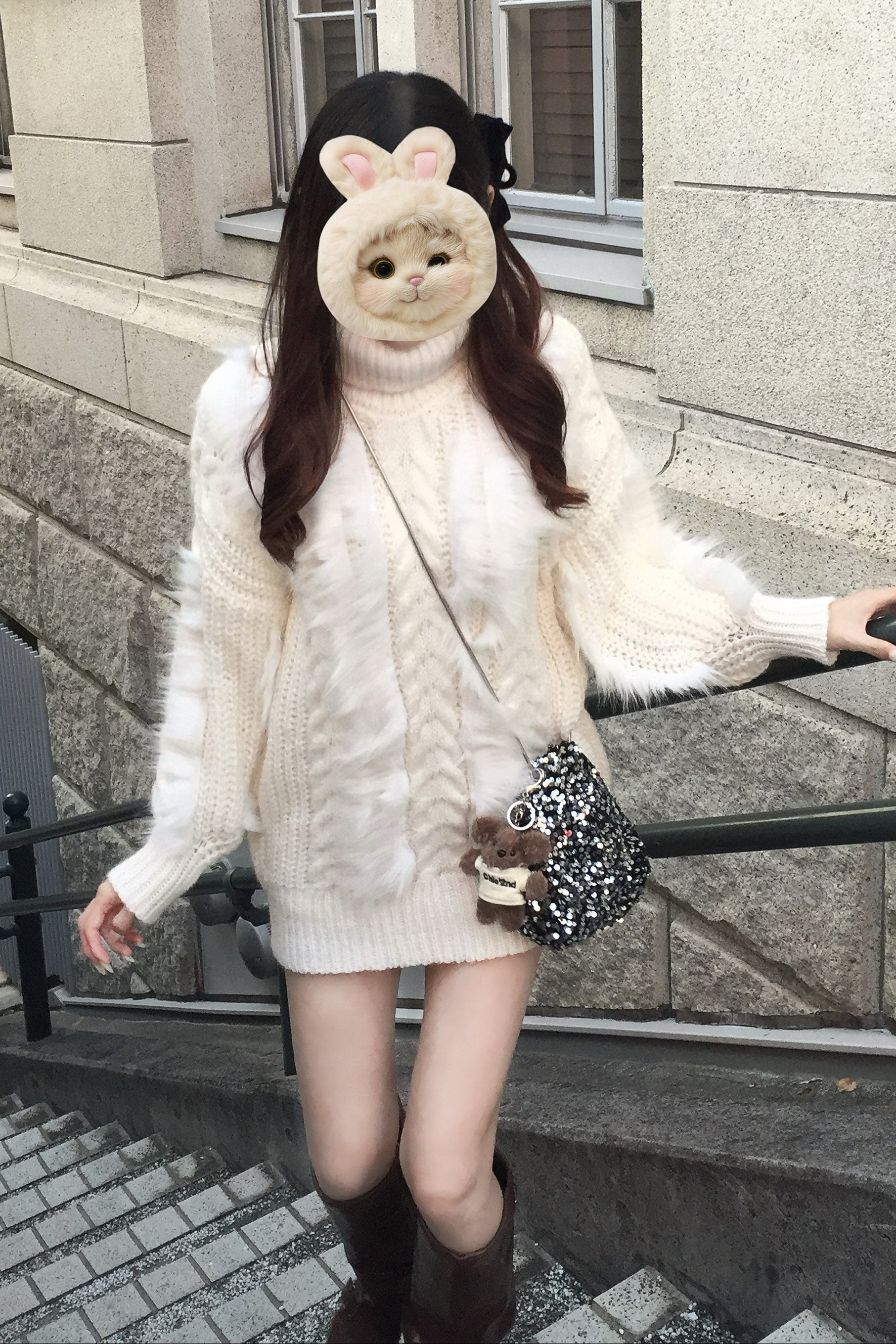 ハイネックファーニット KR13335