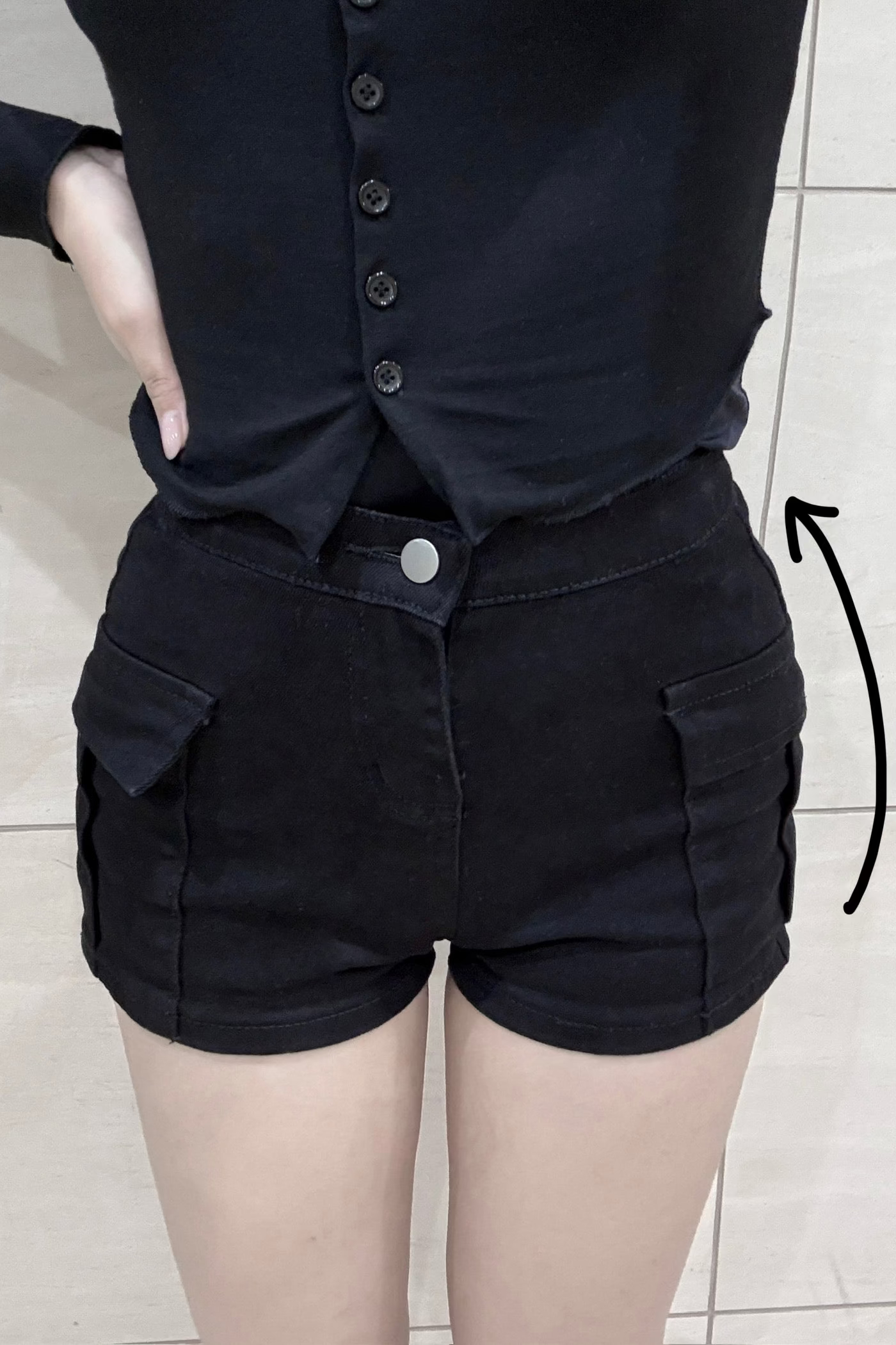 ポケットハイウエストタイトショートパンツ KR15992