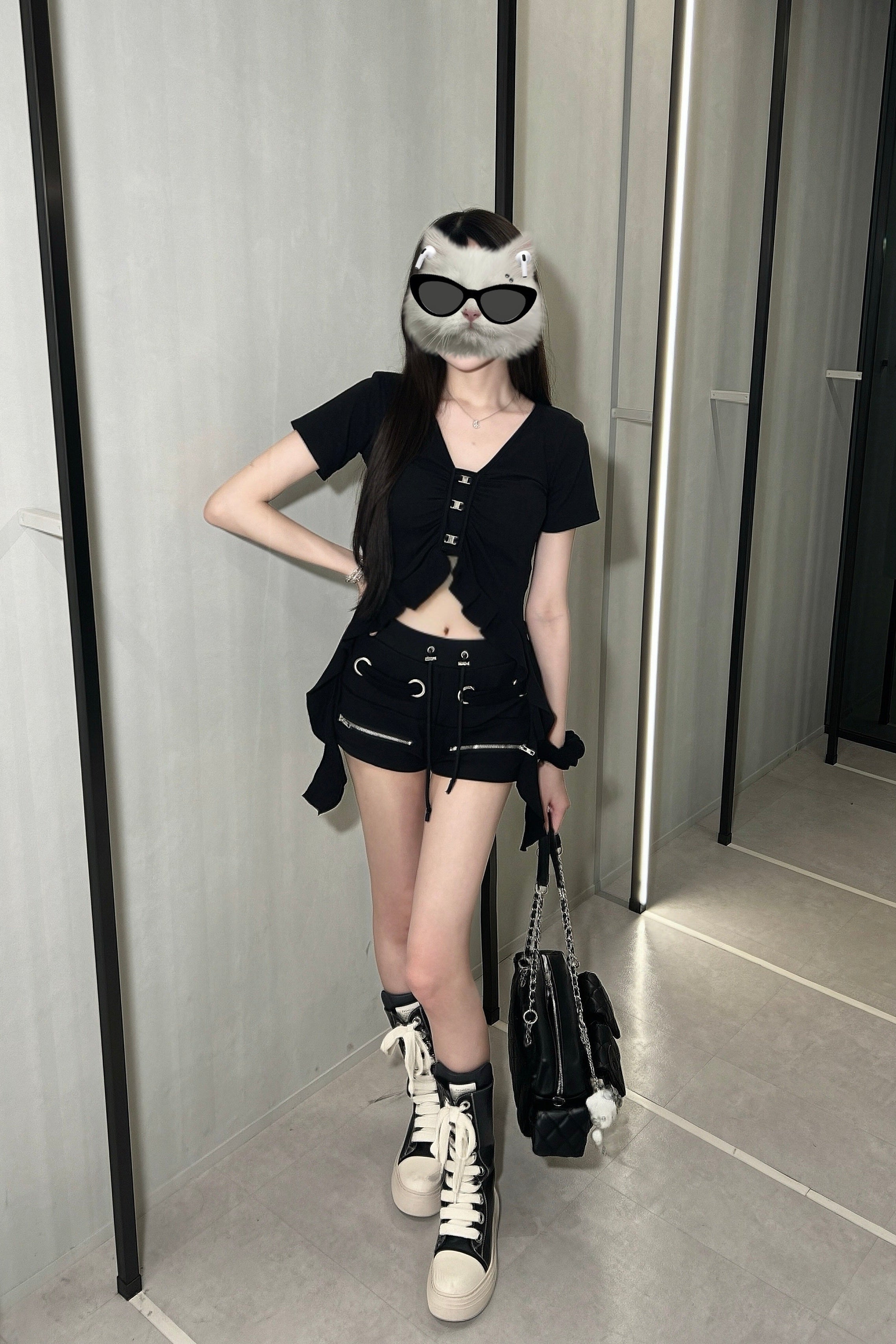 ジップデザインスウェットショートパンツ KR15344