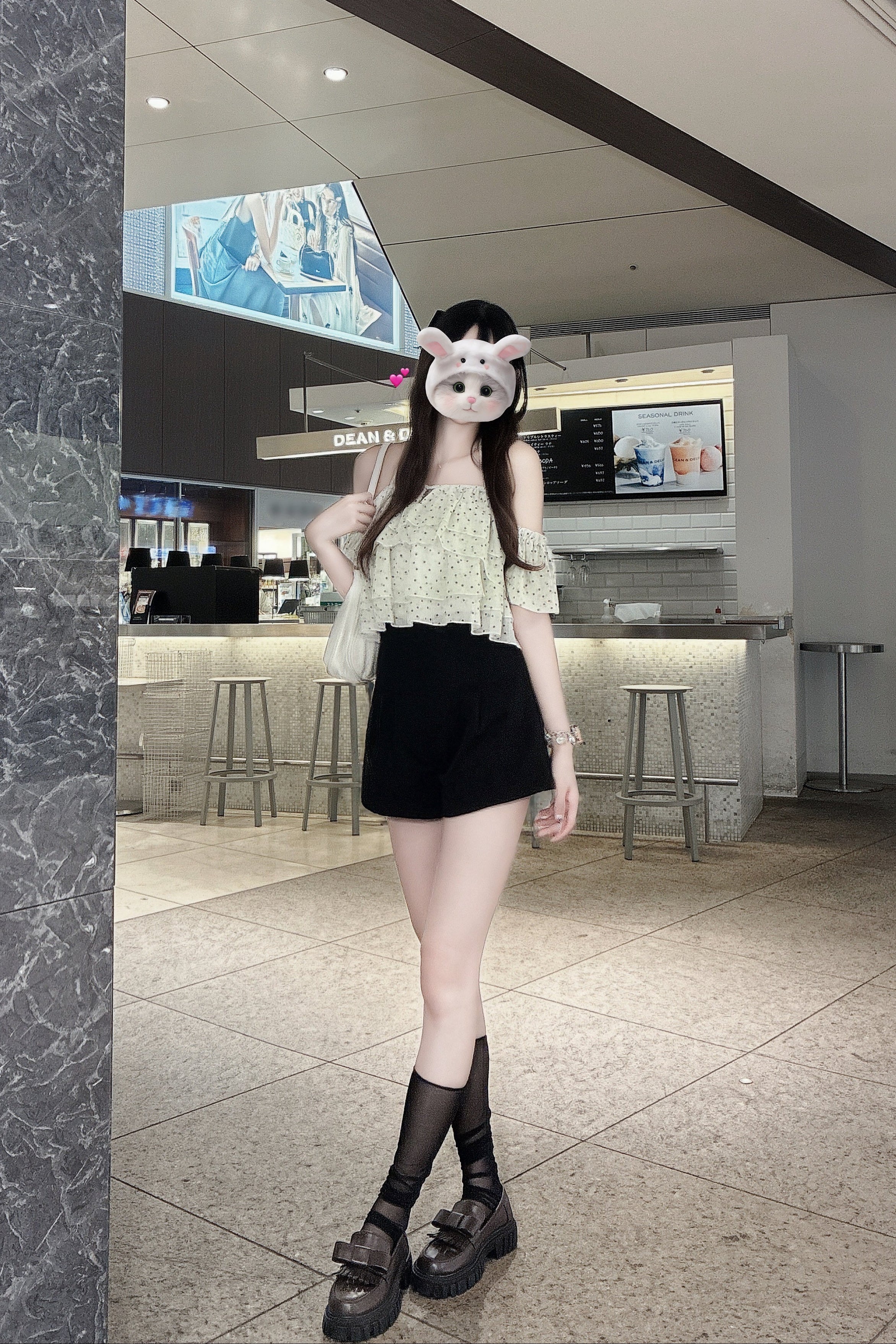 シアーオフショルダードットトップス KR15088