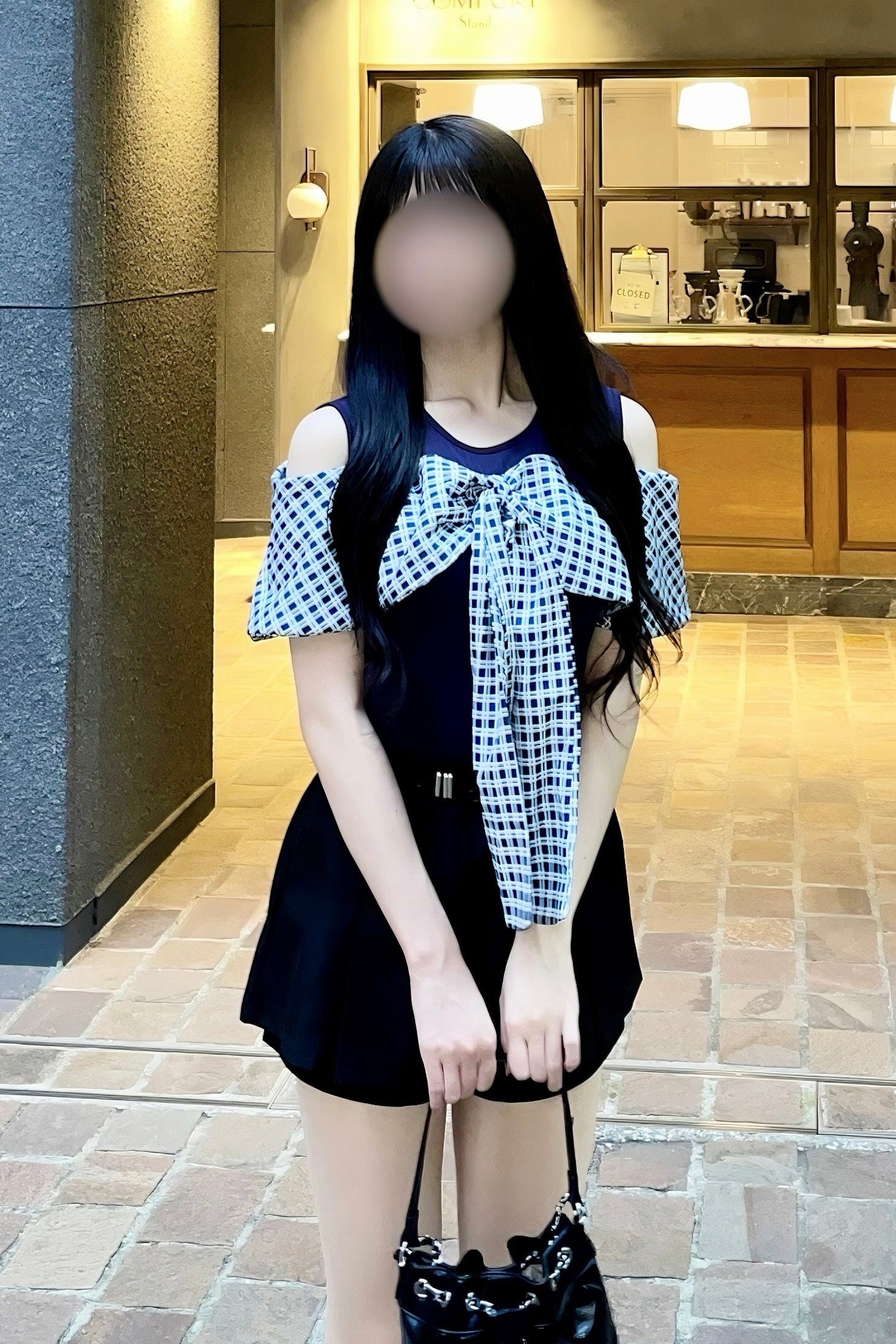 チェックリボンノースリトップス KR15763