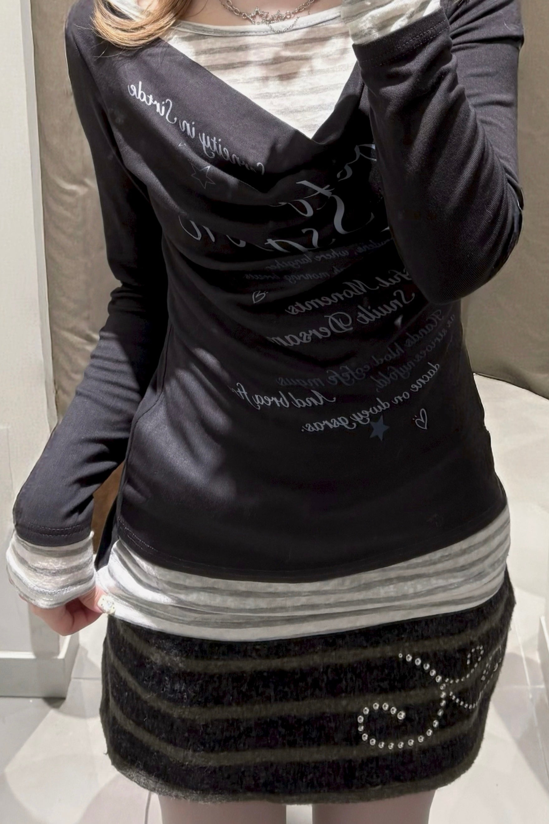 グリッターストライプスカート KR13692