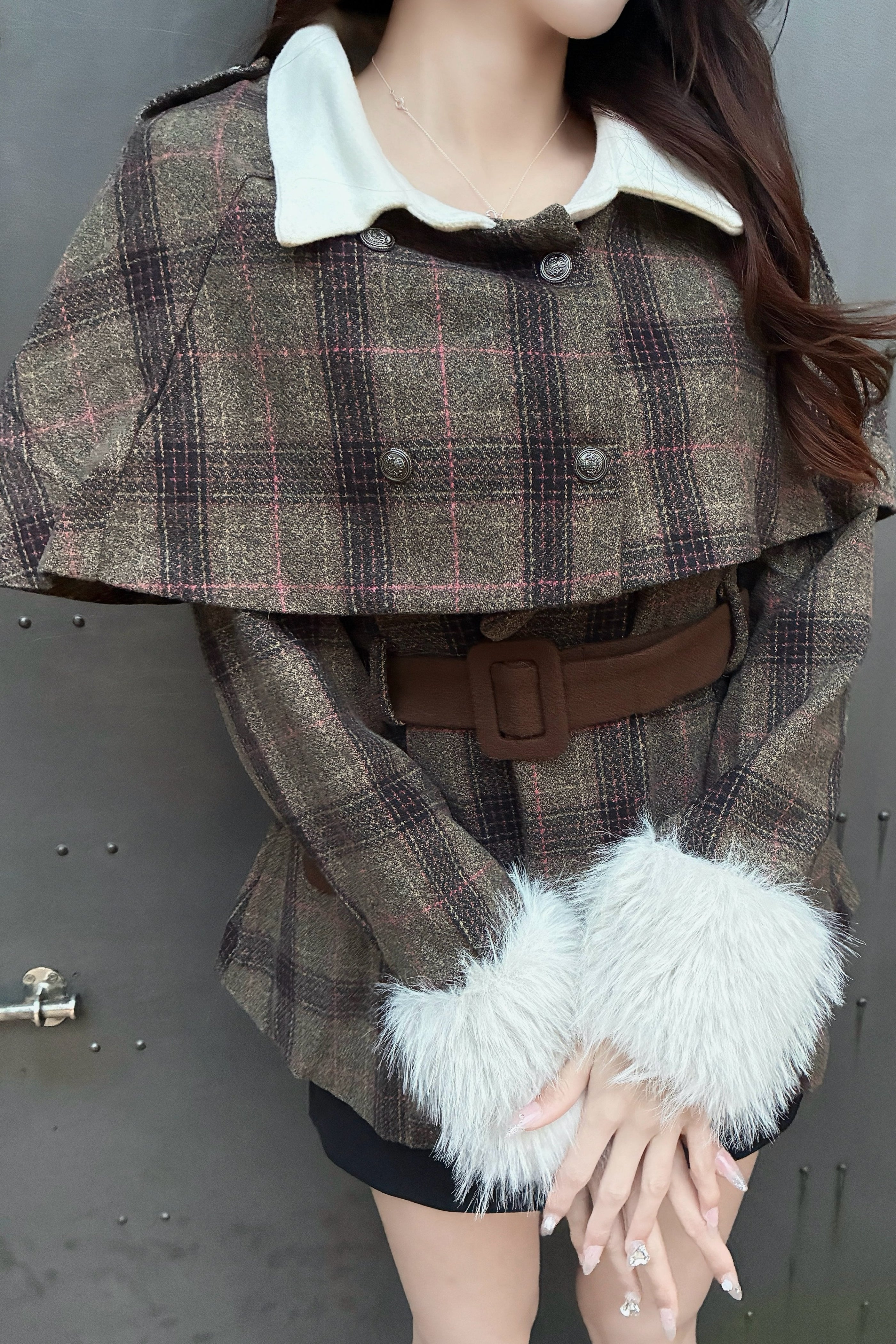 チェックケープライクコート KR30422