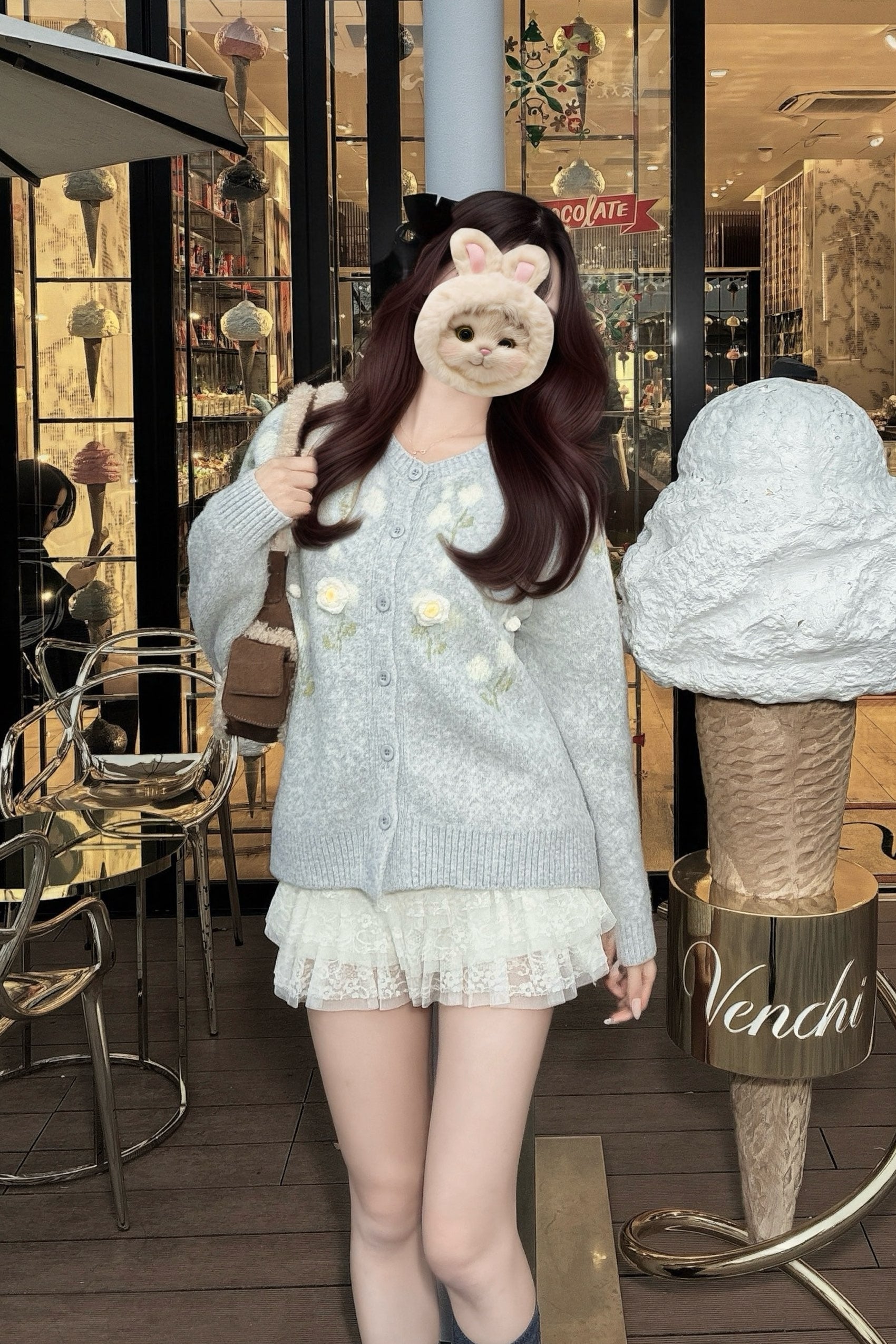 フラワーニットカーディガン KR13583