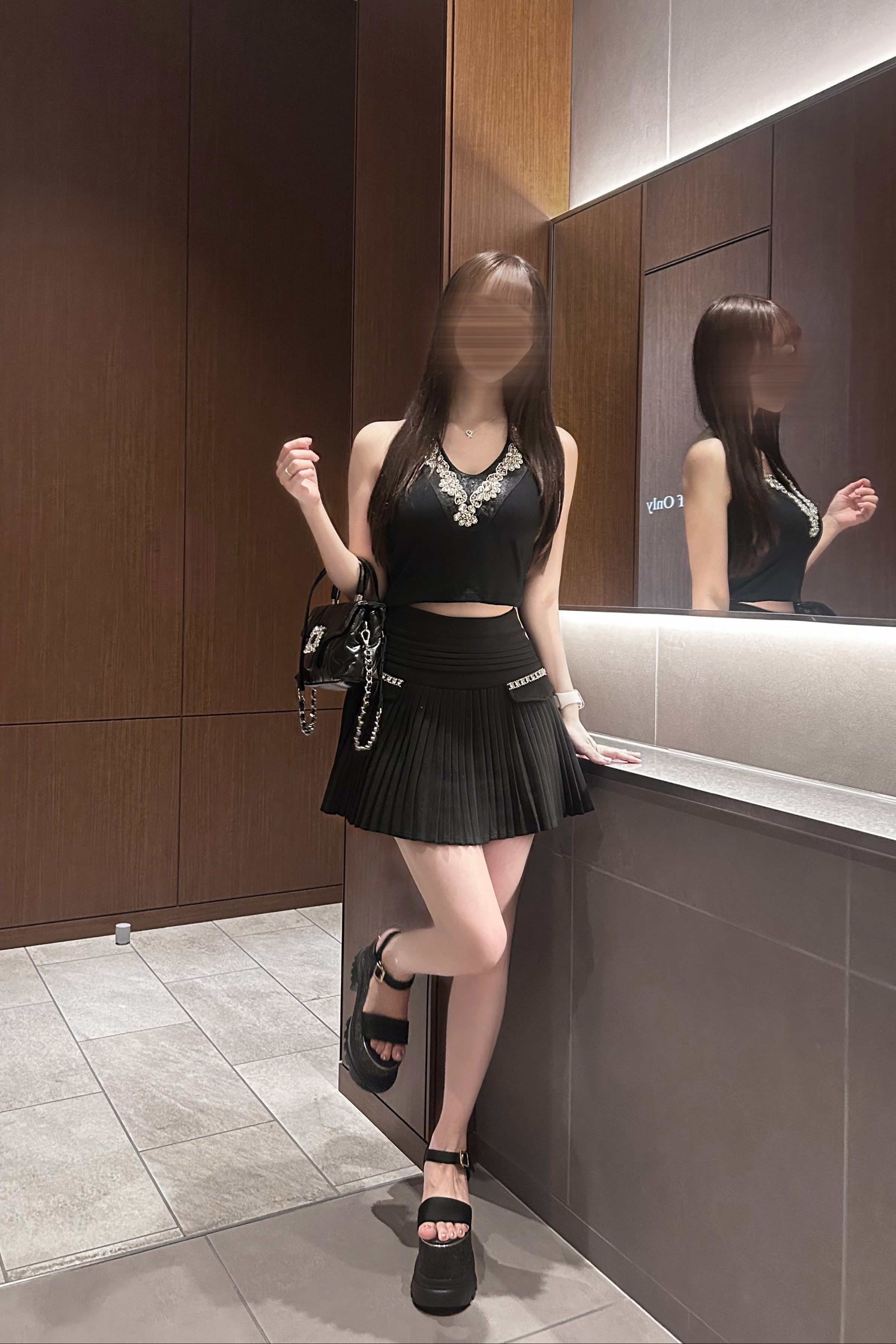 ビジューポケットプリーツスカート KR15413