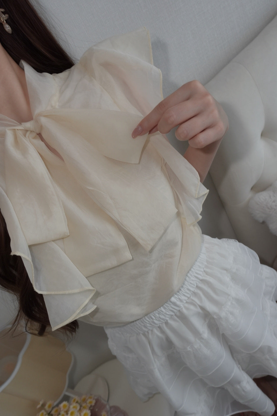 シフォンボウタイラッフルブラウス KR15377