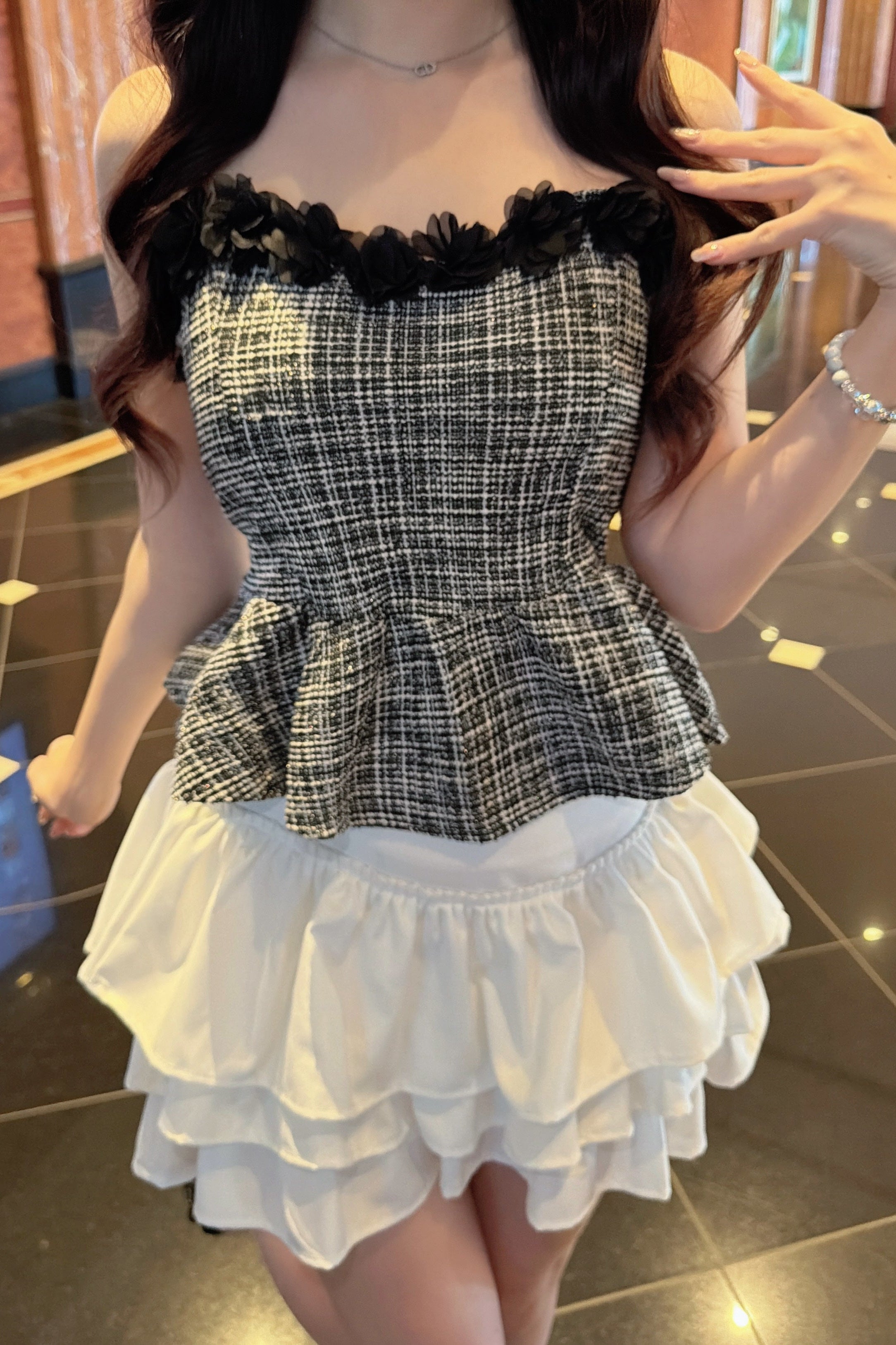 ハイウエストティアードフリルミニスカート KR15045