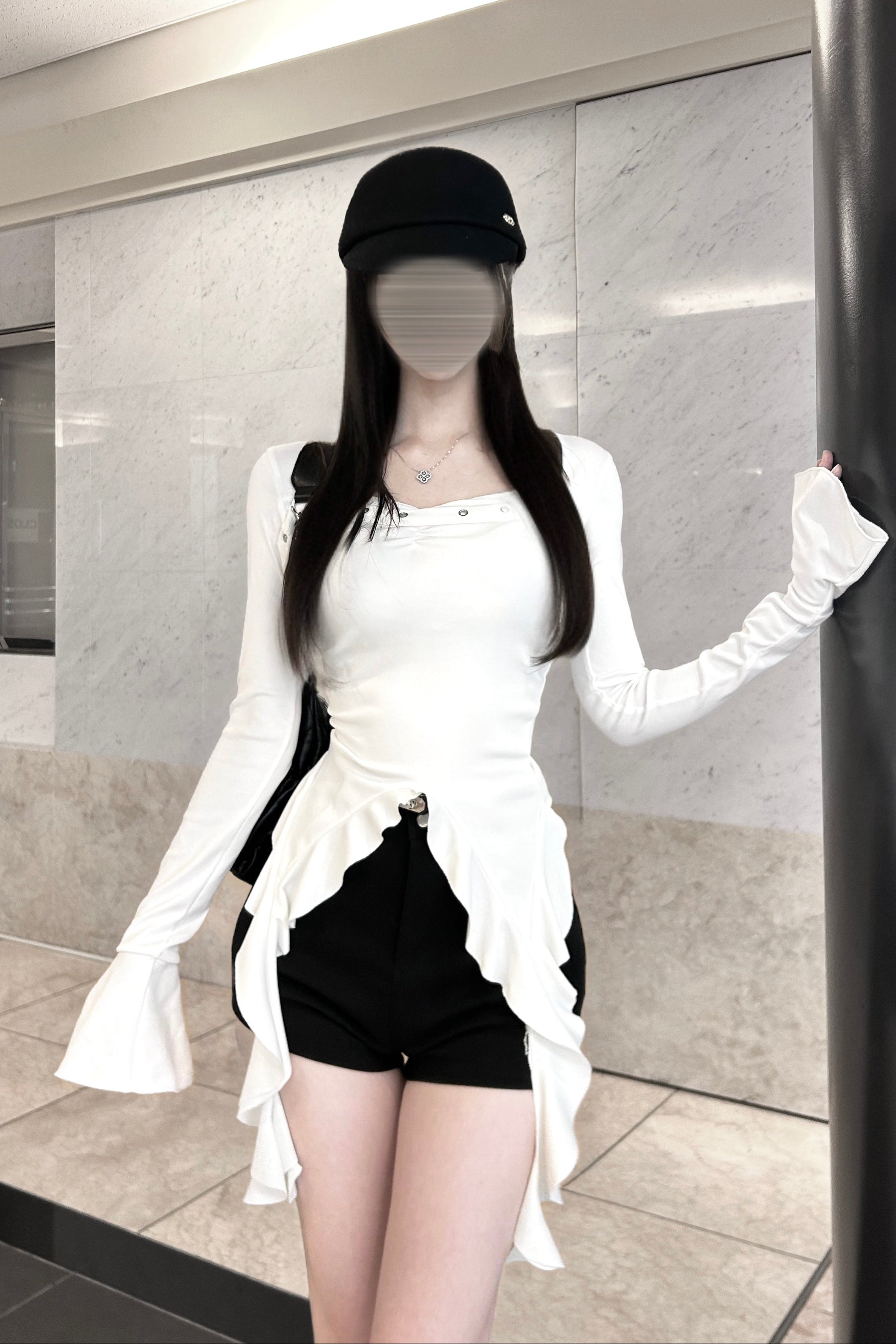 スタッズネックアシメフレアトップス KR13192