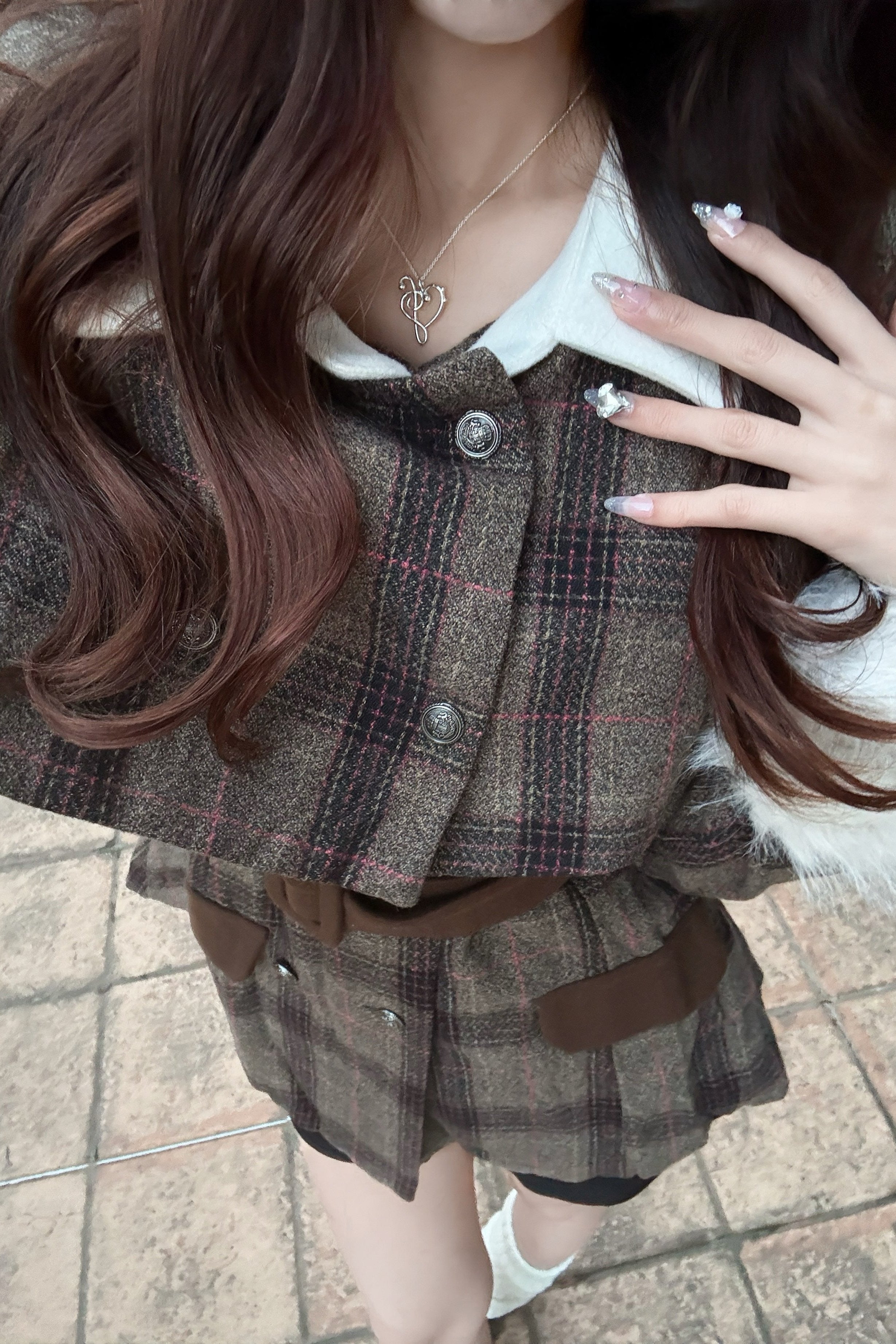 チェックケープライクコート KR30422