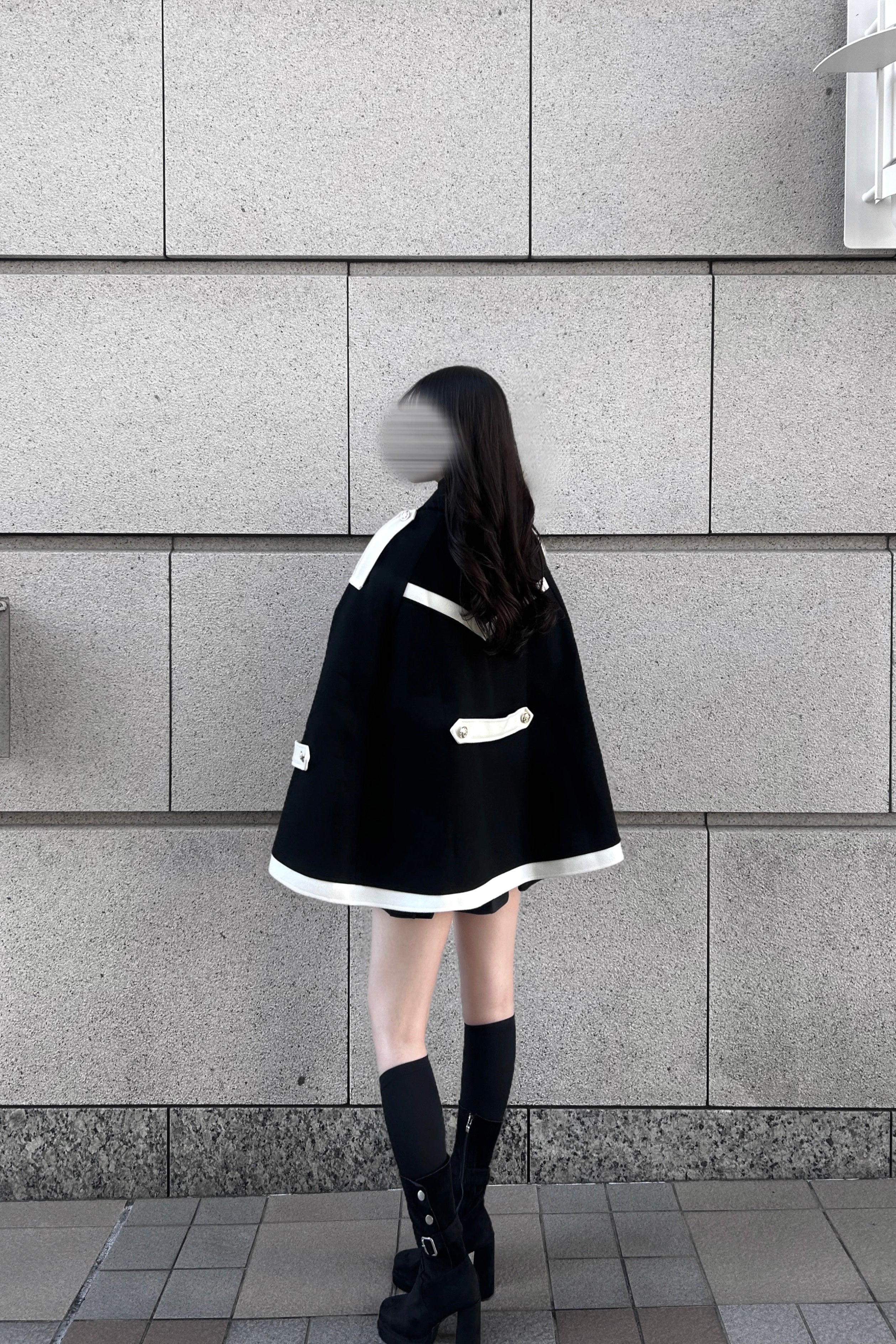 バイカラーポンチョコート KR13196