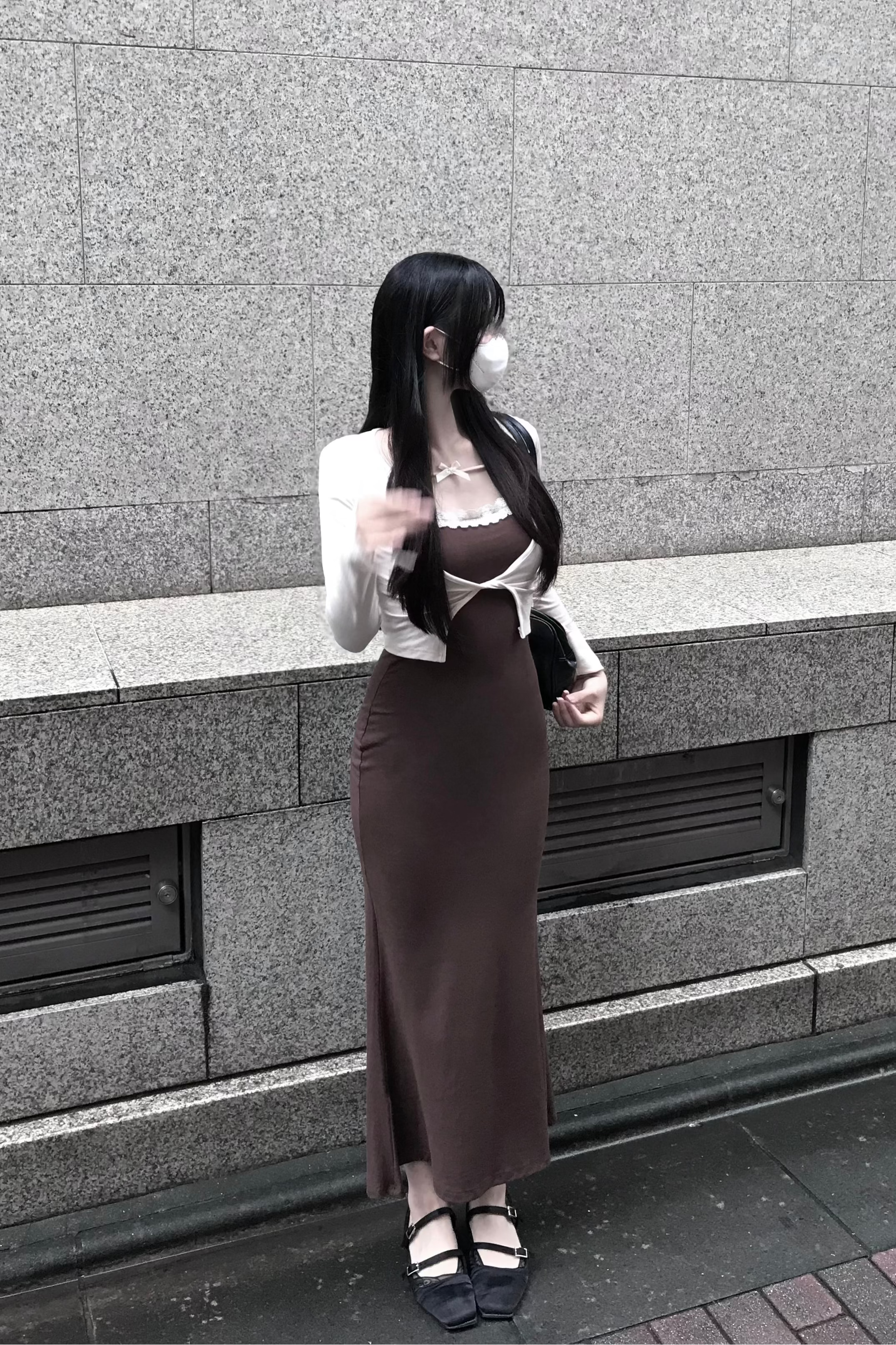 レーストリムリボンロングワンピース KR15989
