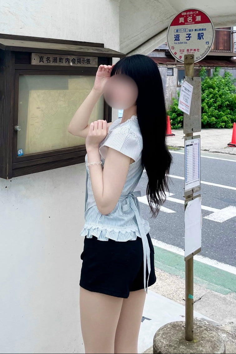 ストライプリボンデザインシャツ KR15483