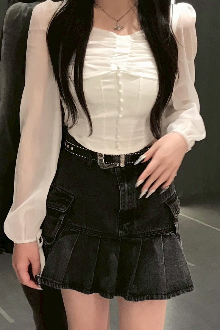 チュールリボンコルセットトップス KR11808