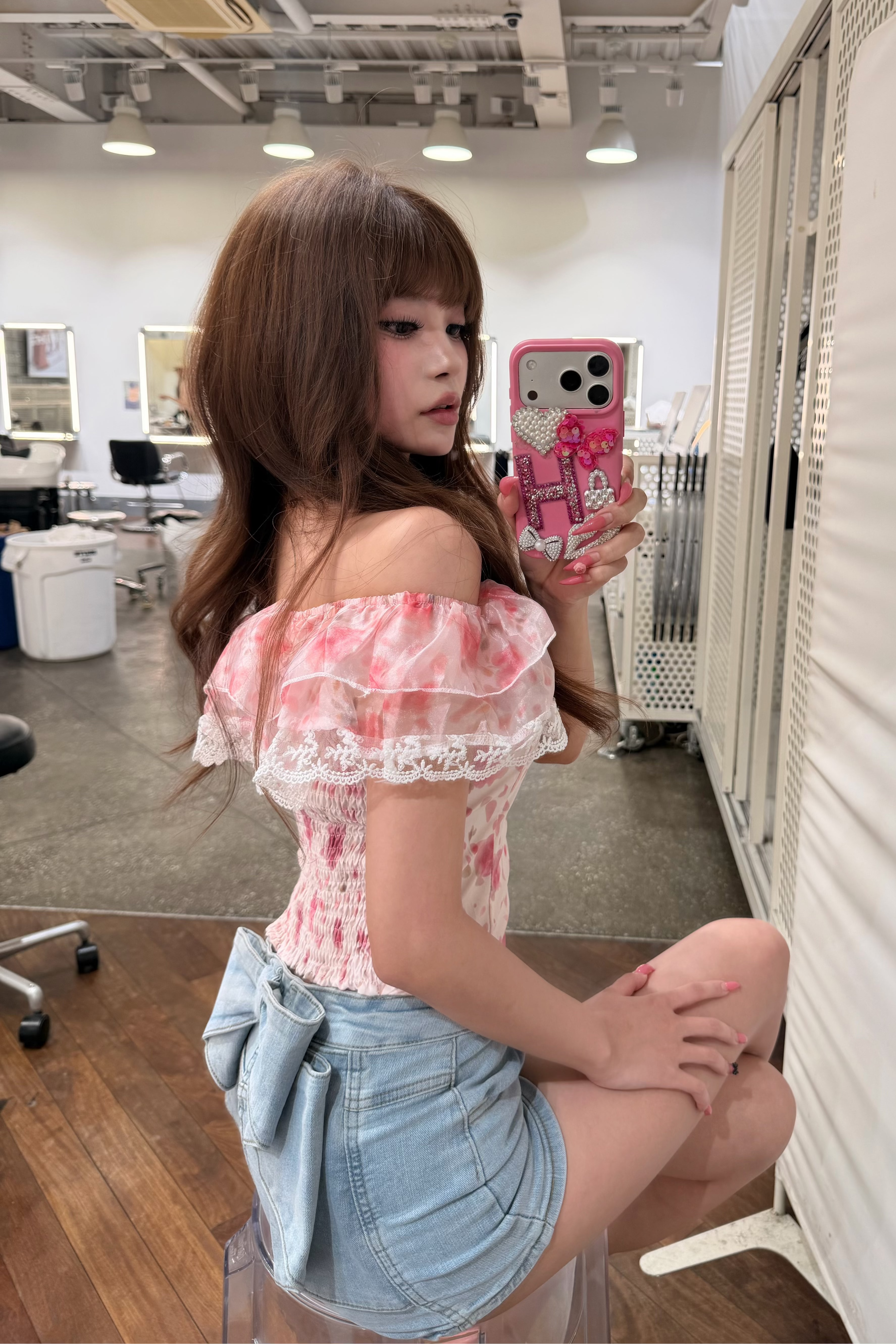 バックリボンデニムショートパンツ KR15428
