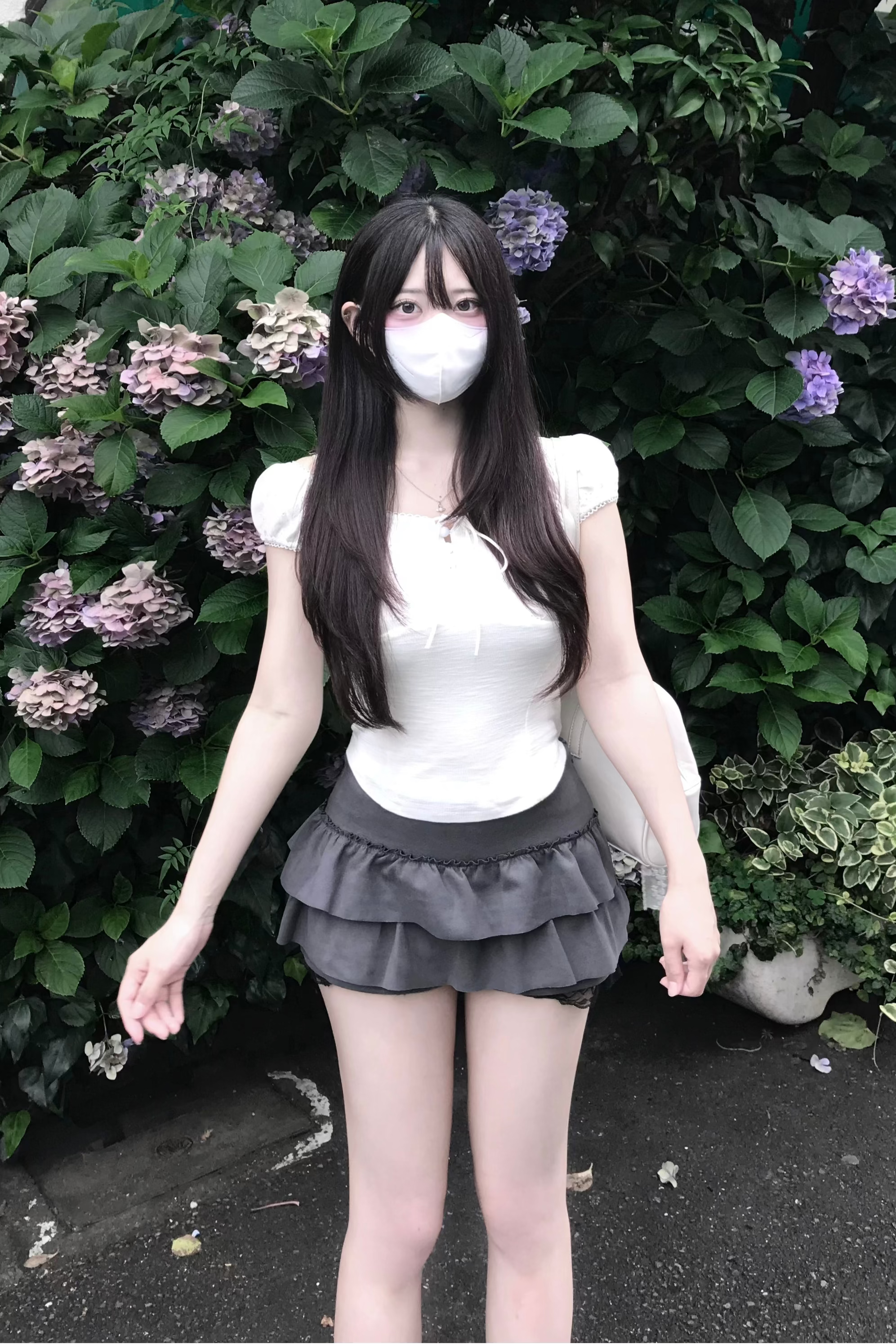 スクエアネックフロントリボンパフスリーブ KR14847