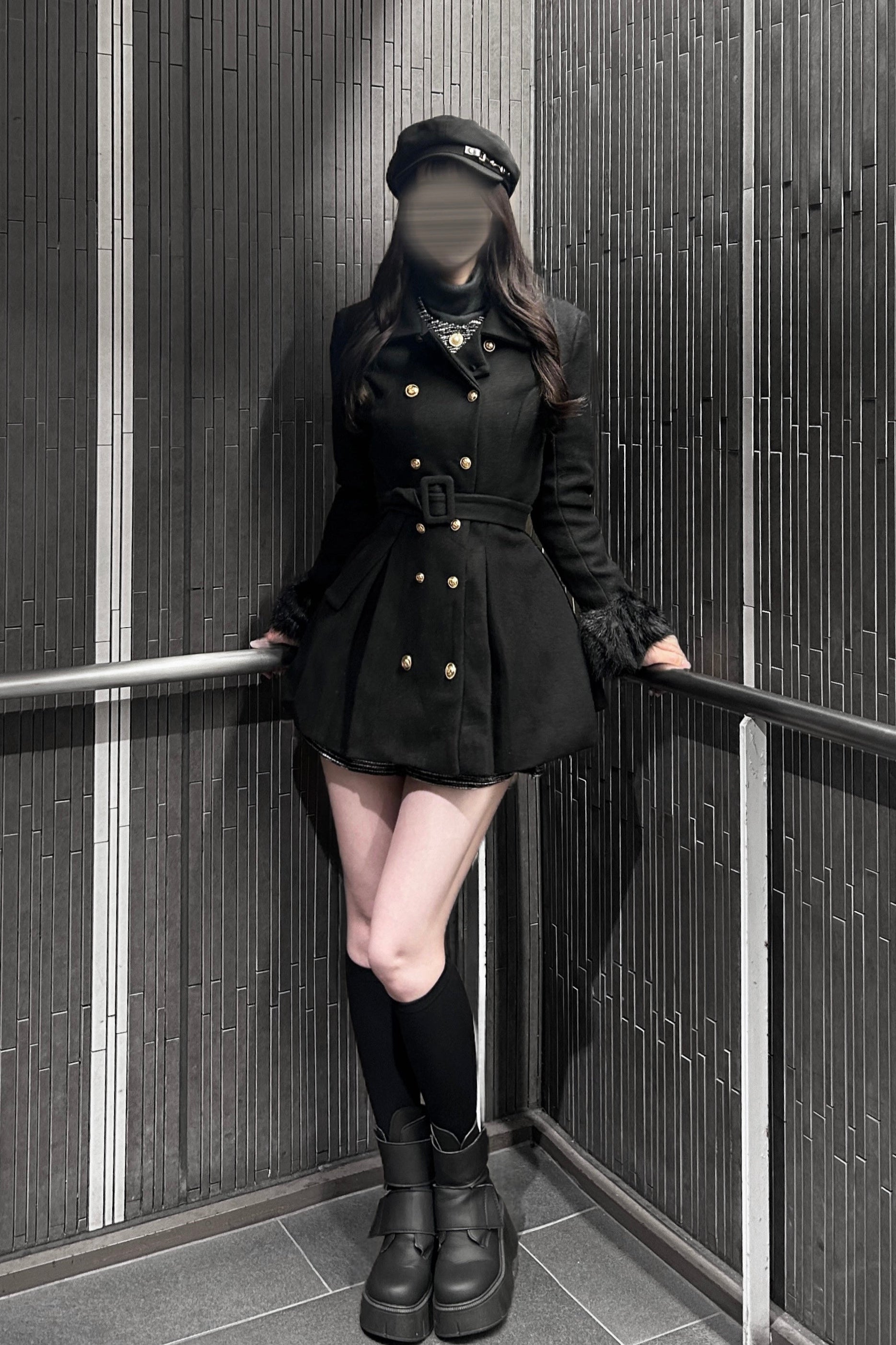 フロントボタンフレアコート KR30207