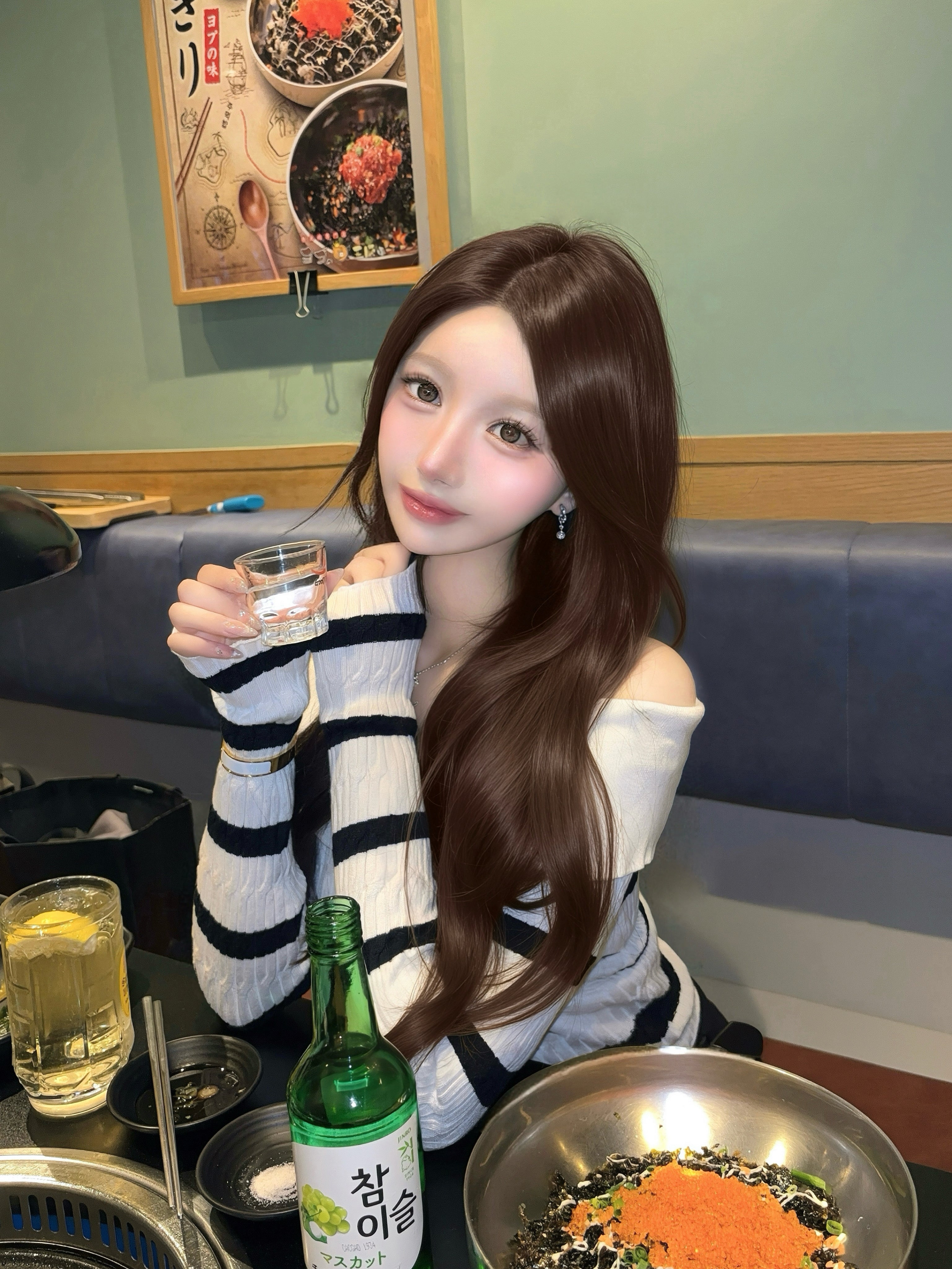 ボーダーミューオフショルトップス KR13456