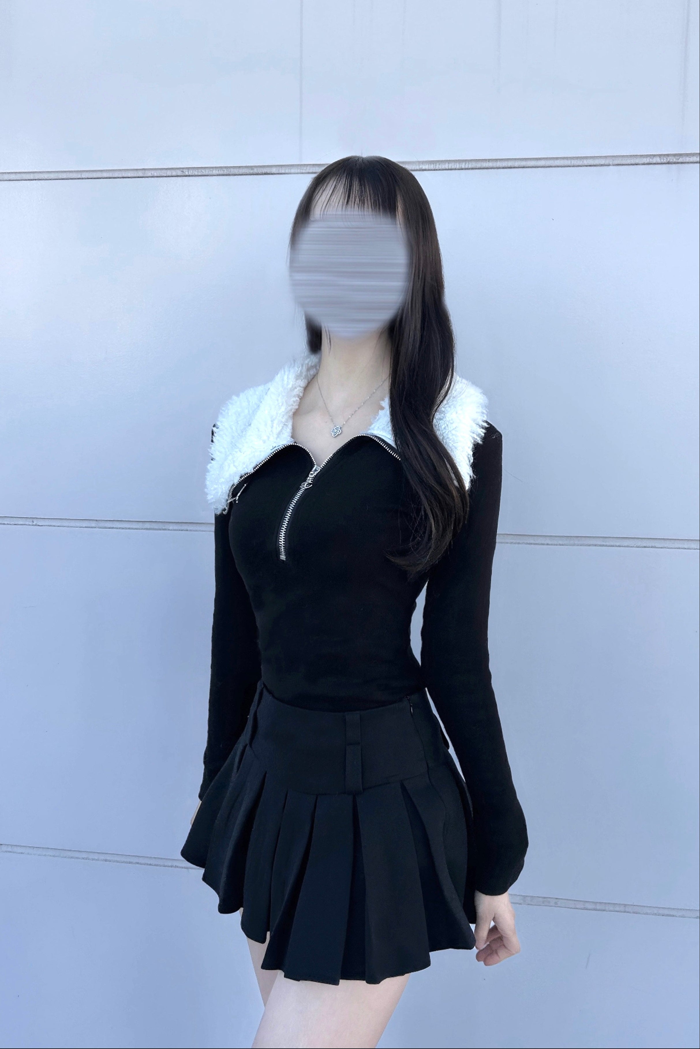 ボアデザインジップニットワンピース KR13865