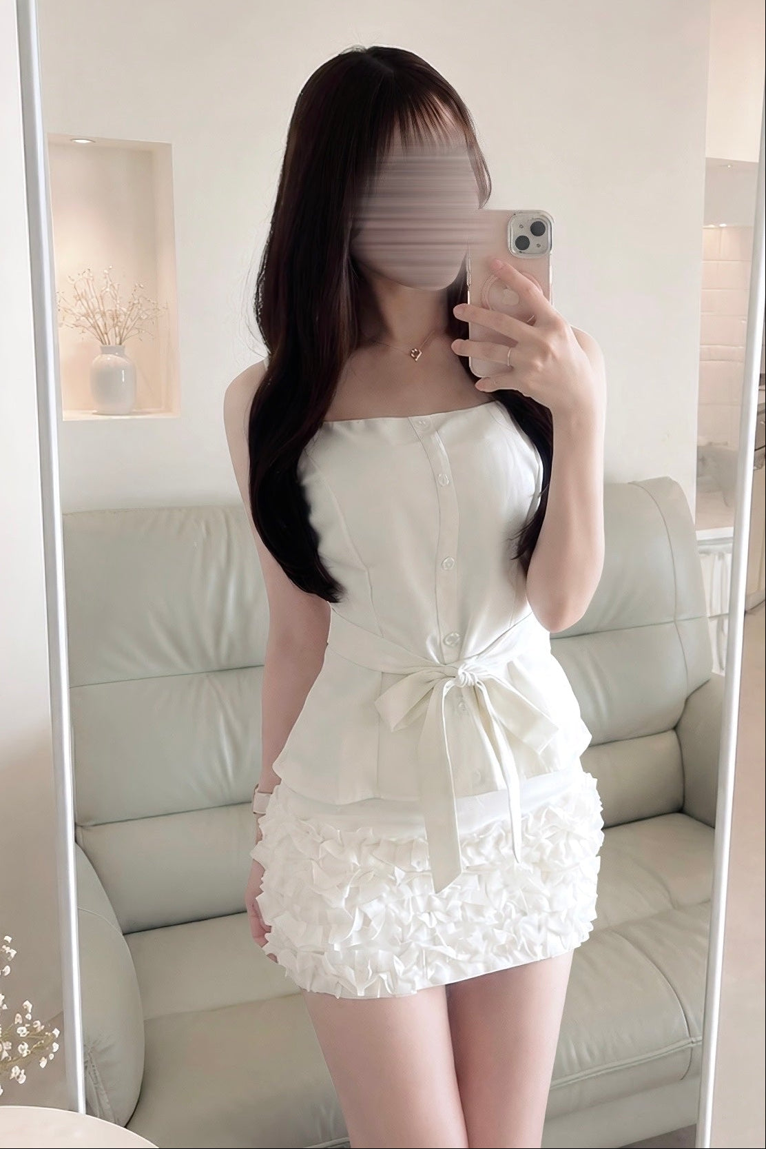スクエアネックペプラムリボンフリルセットアップ KR30692