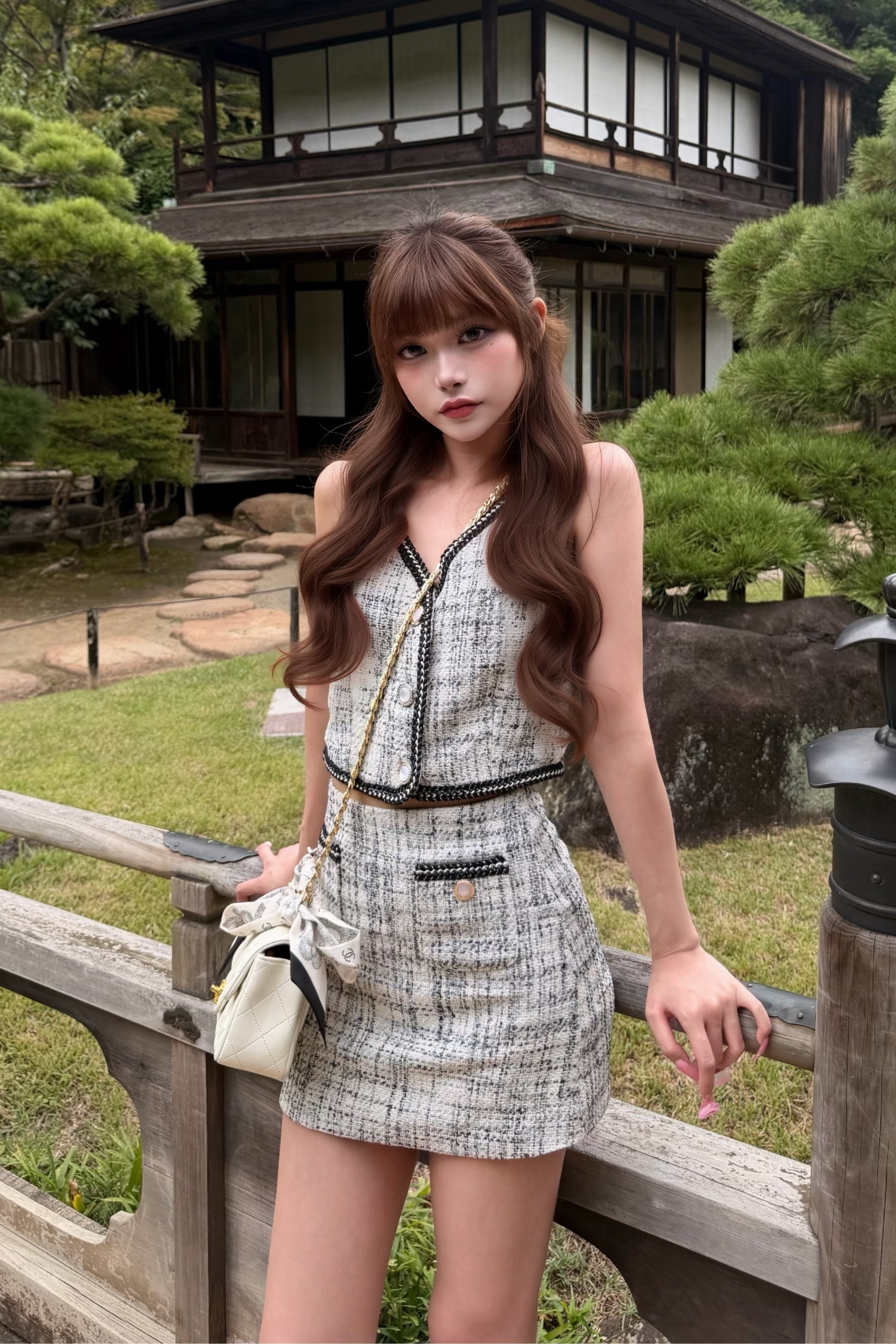 ノースリーブツイードセットアップ KR30657