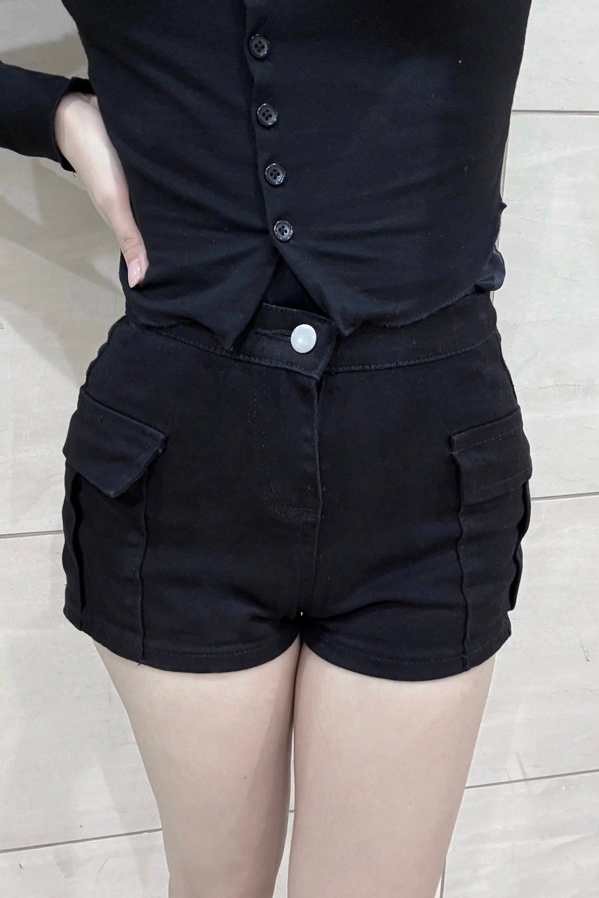 ポケットハイウエストタイトショートパンツ KR15992