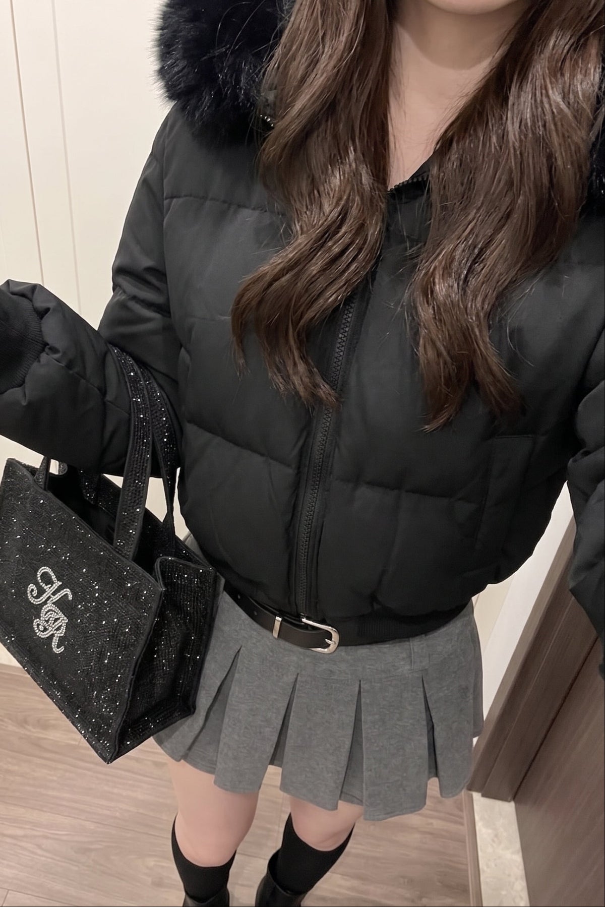 ファーカラーショートダウンジャケット KR16119