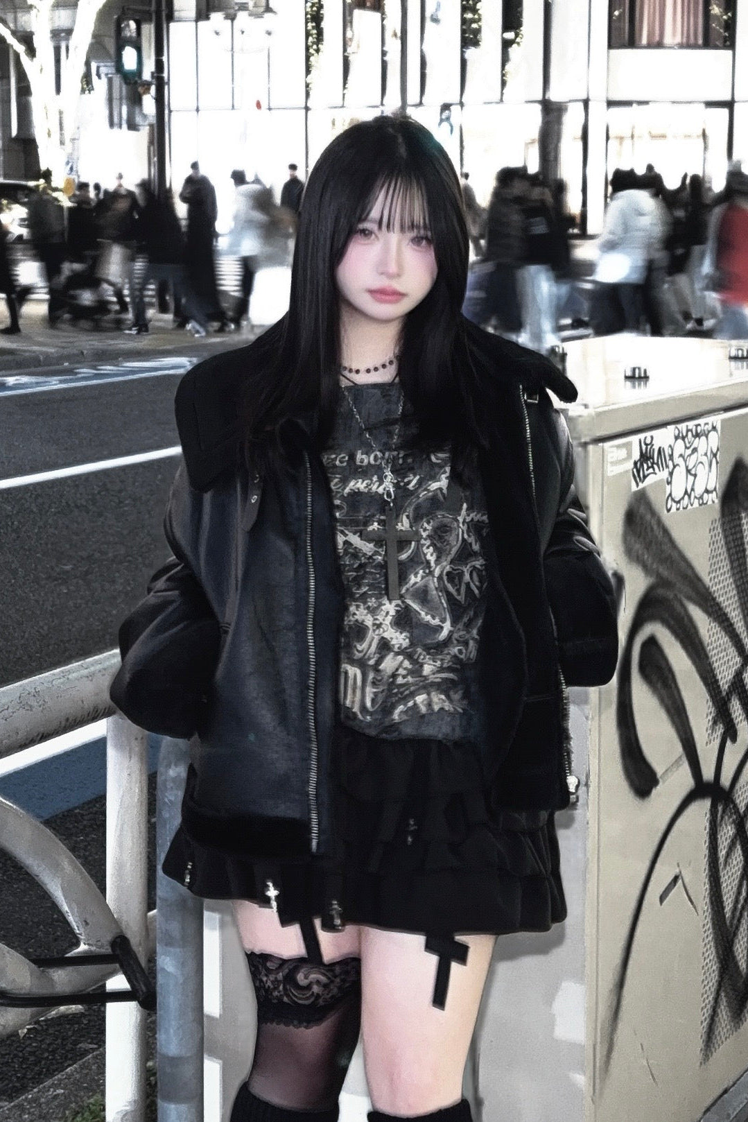 ダーククロスフリルミニスカート [ KR13793