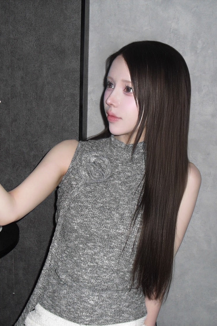 デザインハイネックノースリーブトップス KR14422