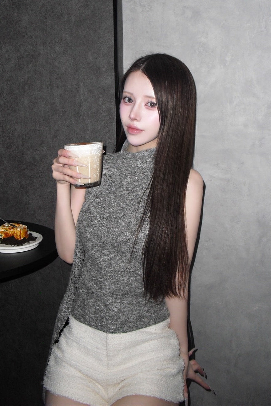 デザインハイネックノースリーブトップス KR14422