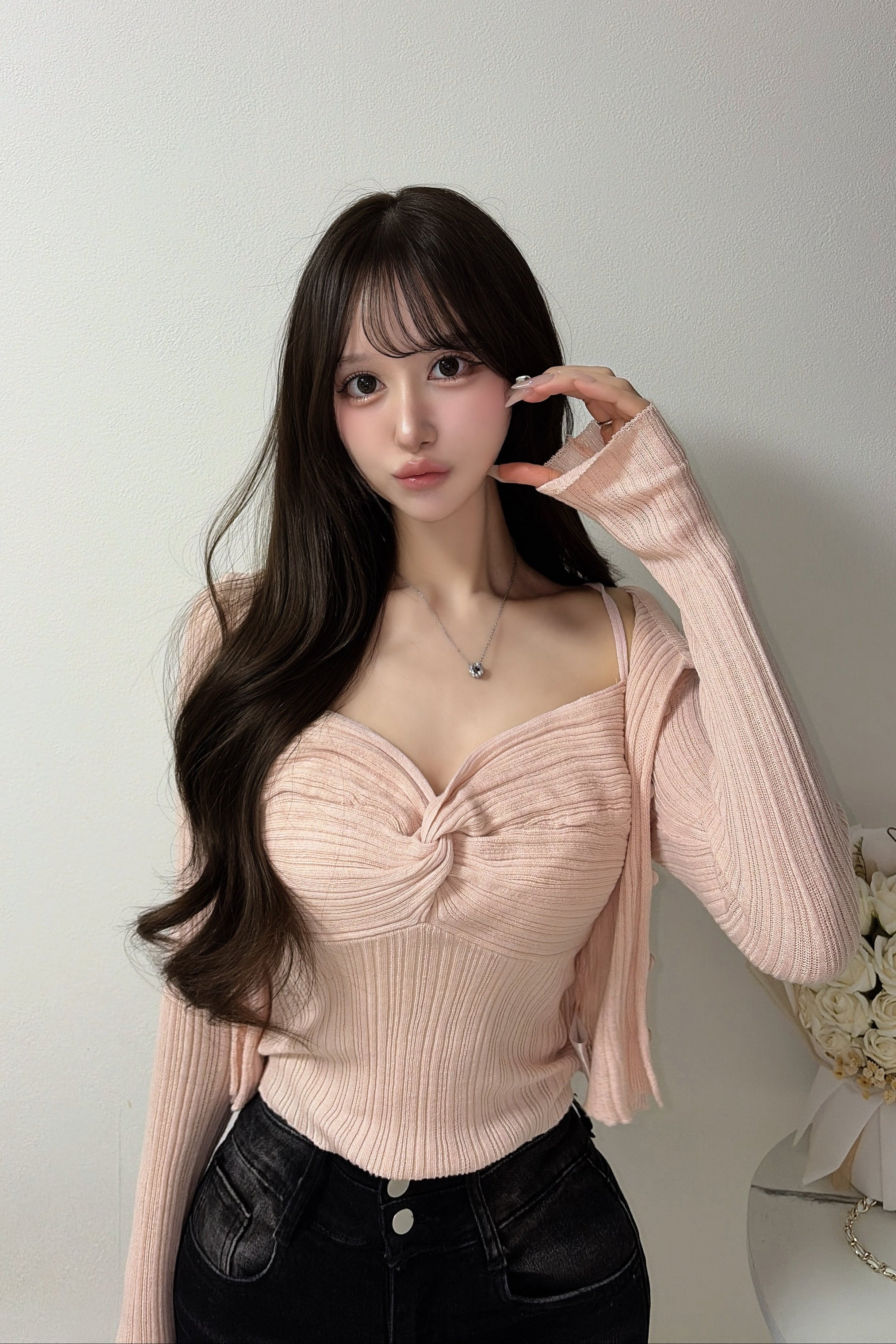 ツイストデザインキャミソールカーディガン KR14576