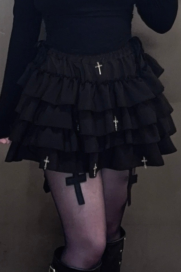 ダーククロスフリルミニスカート [ KR13793