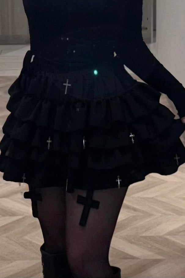 ダーククロスフリルミニスカート [ KR13793